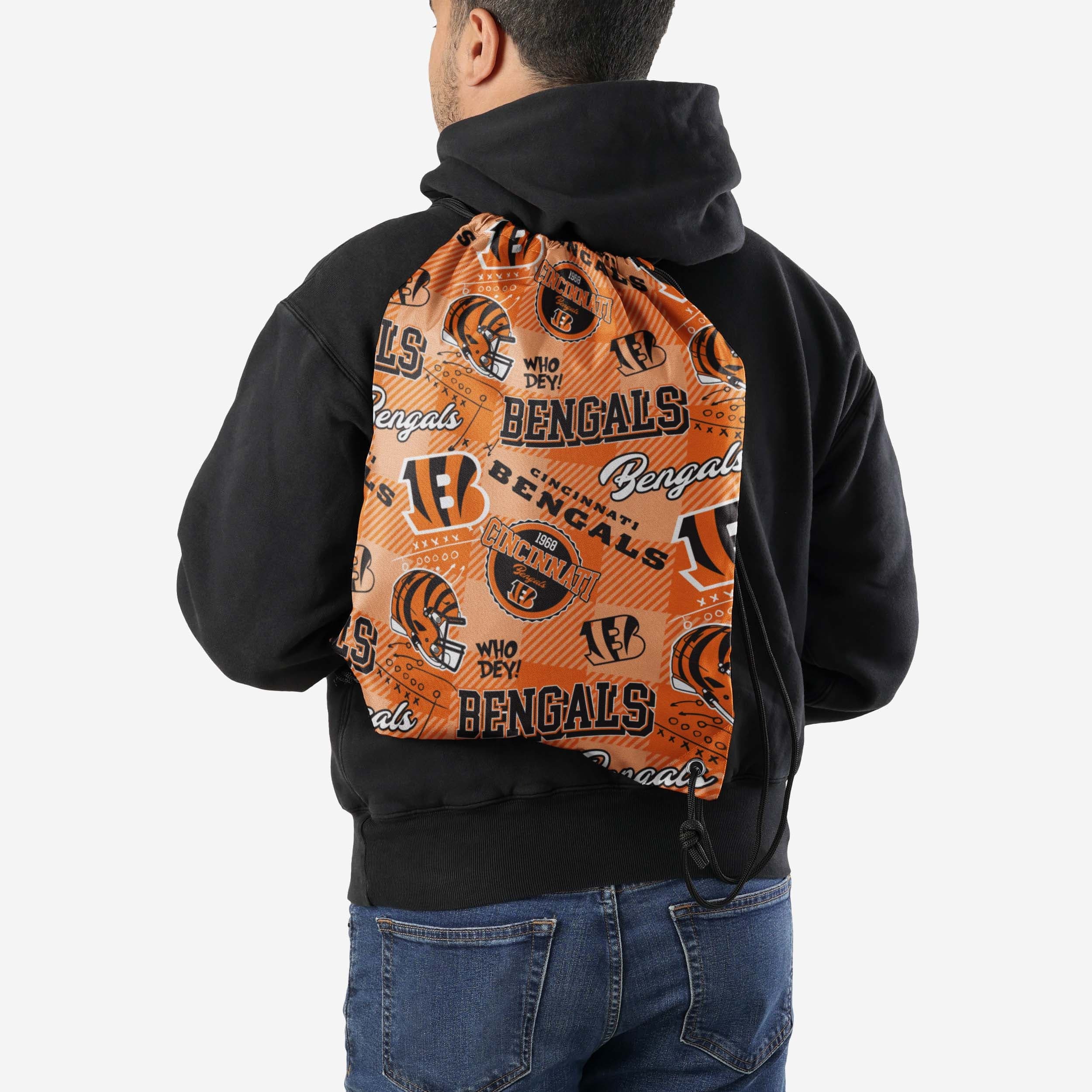 Cincinnati Bengals Thematic Repeat Print Drawstring Backpack - Image 2