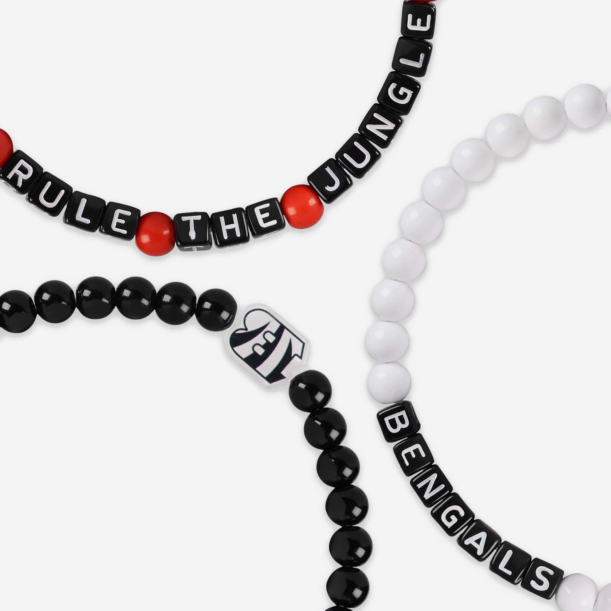 Cincinnati Bengals White 3 Pack Beaded Friendship Bracelet - Image 2