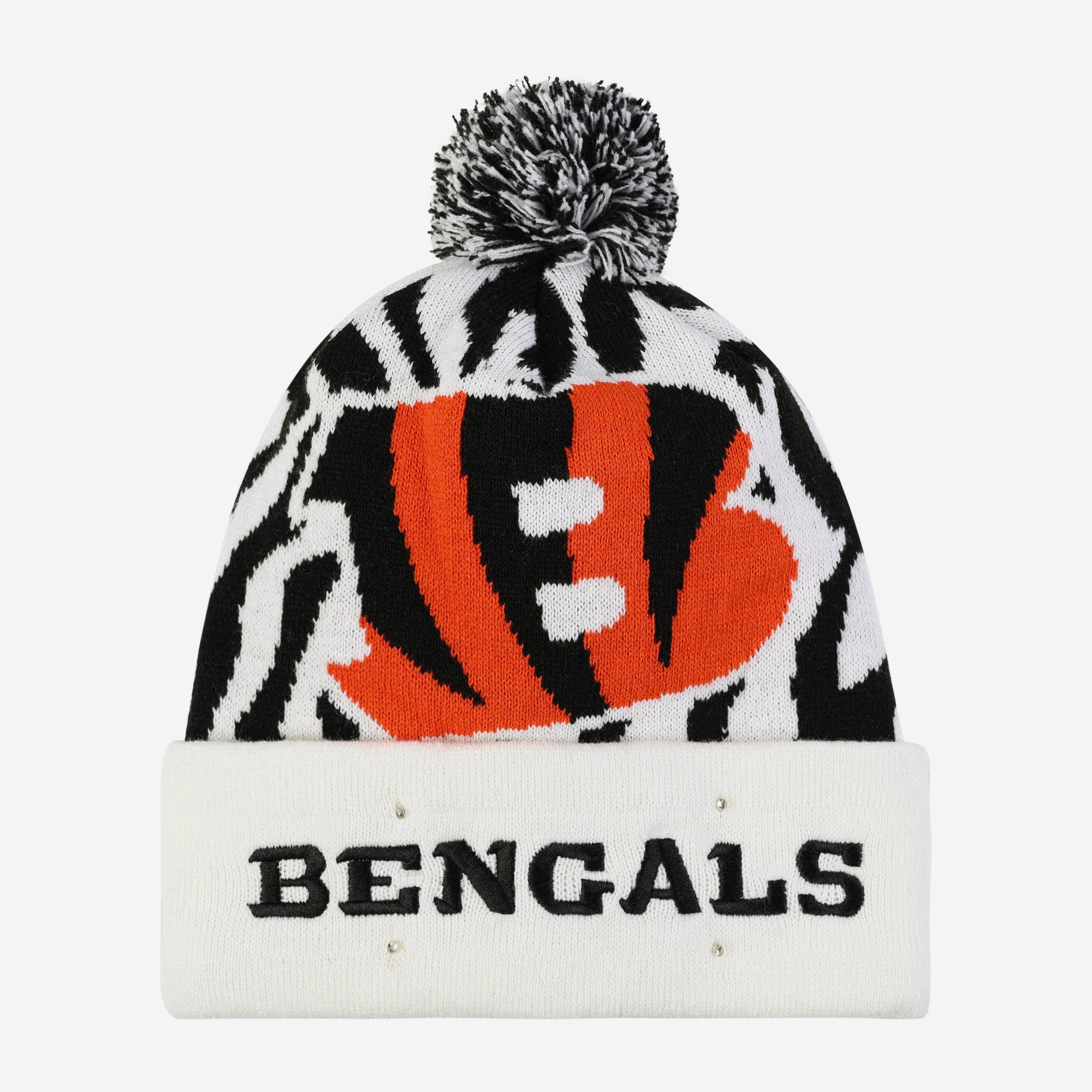Cincinnati Bengals White Stripe Big Logo Light Up Beanie - Image 3