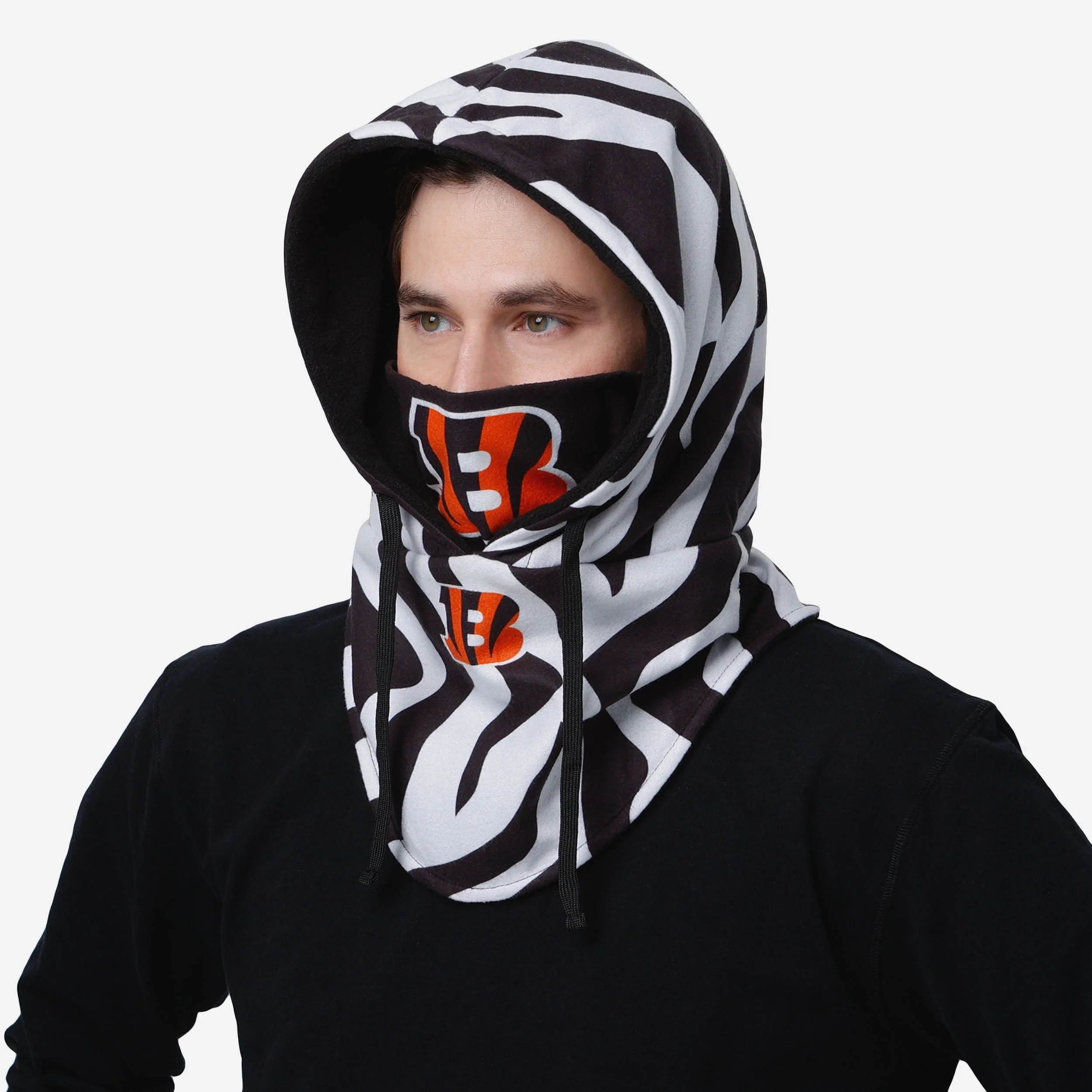 Cincinnati Bengals White Stripe Drawstring Hooded Gaiter - Image 3