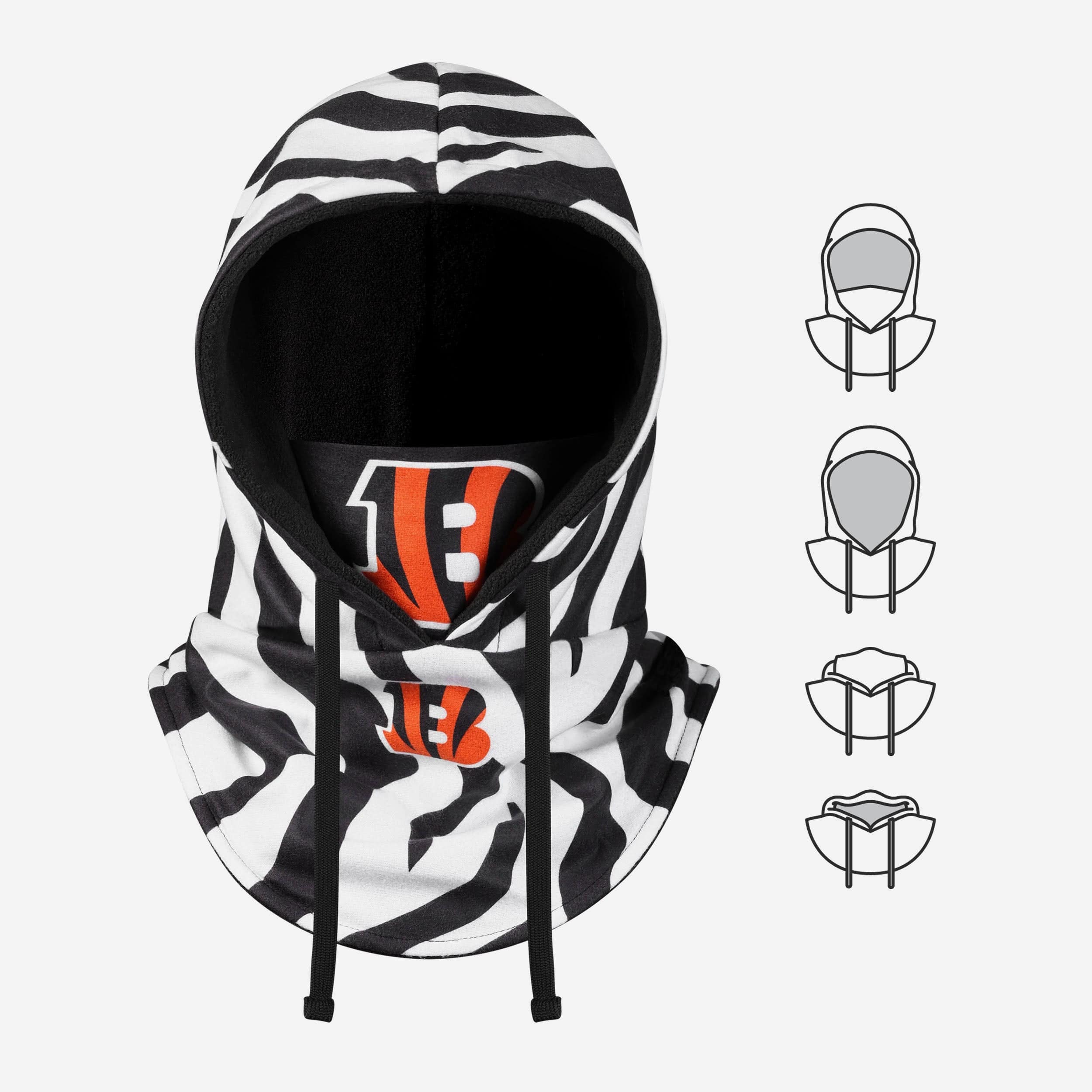 Cincinnati Bengals White Stripe Drawstring Hooded Gaiter - Image 5