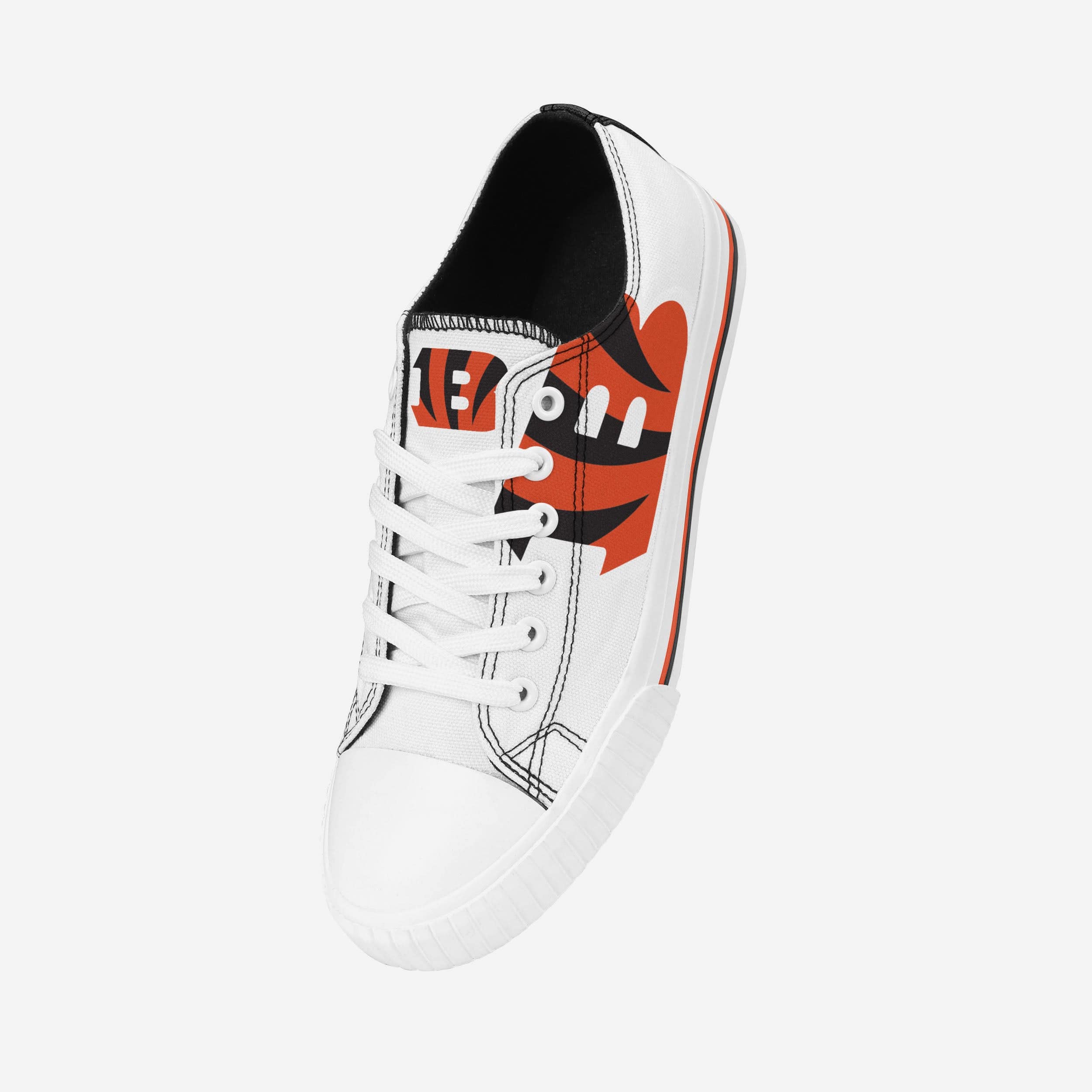 Cincinnati Bengals Womens Big Logo Low Top White Canvas Shoes - Image 2