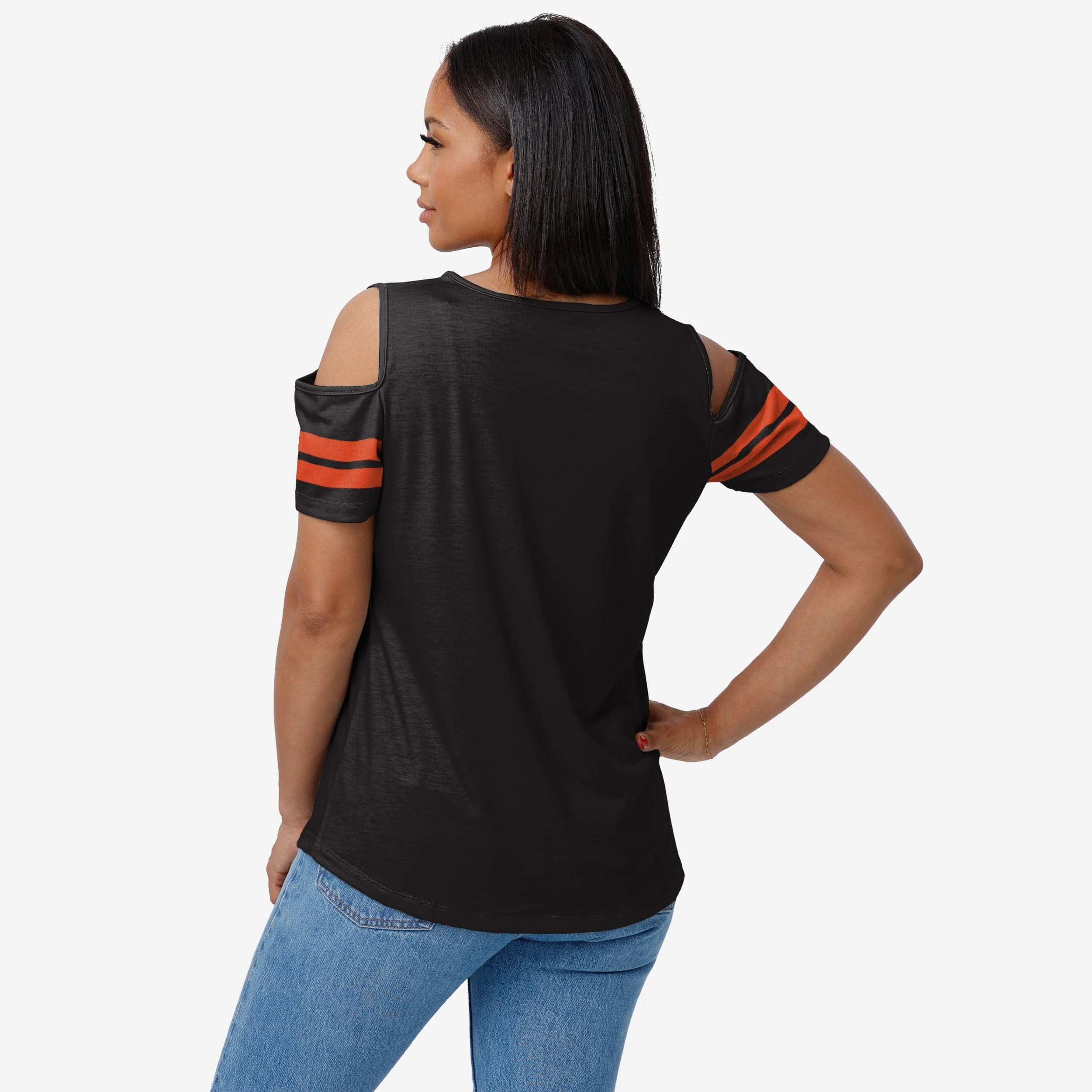 Cincinnati Bengals Womens Cold Shoulder T-Shirt - Image 4