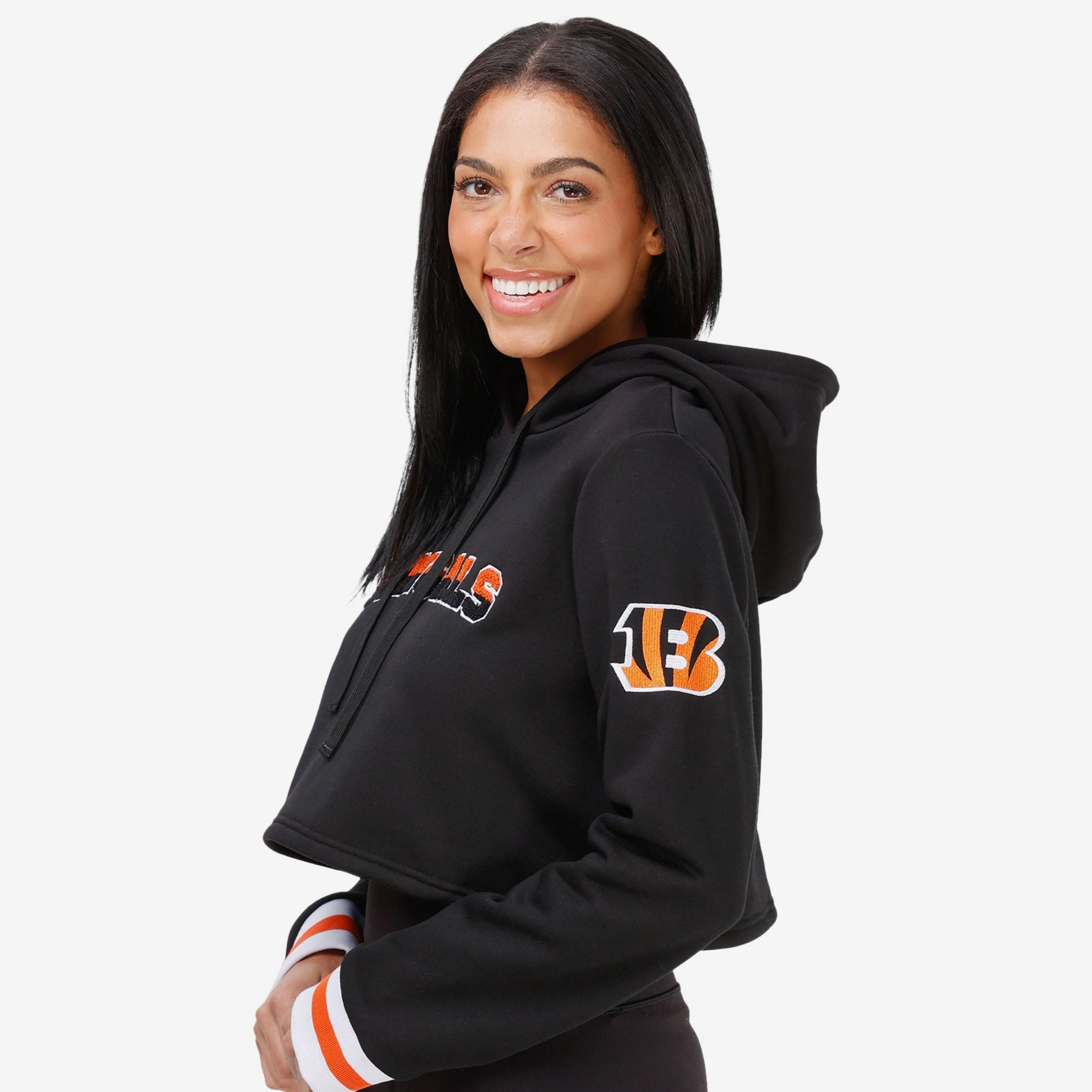 Cincinnati Bengals Womens Cropped Chenille Hoodie - Image 4