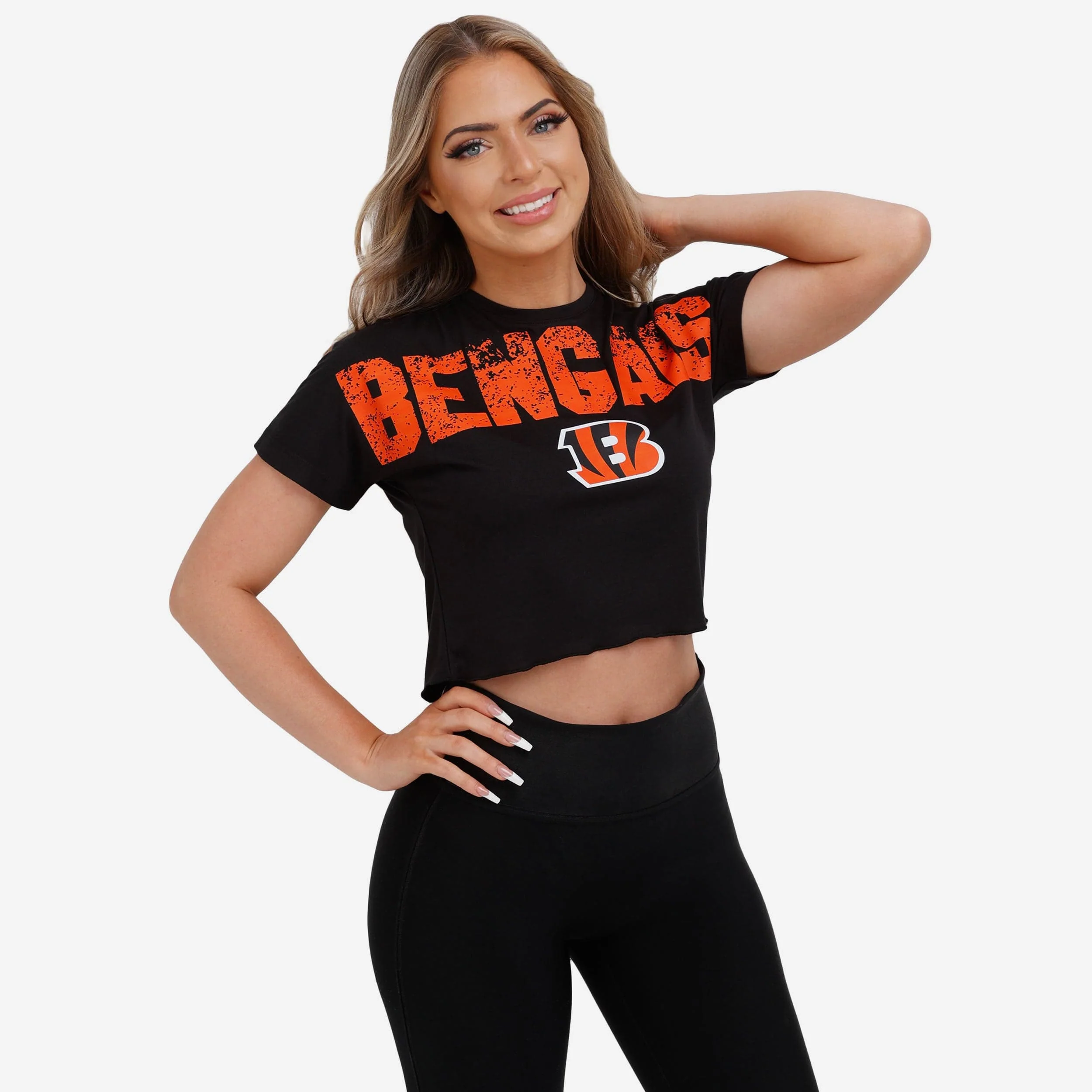 Cincinnati Bengals Womens Distressed Wordmark Crop Top