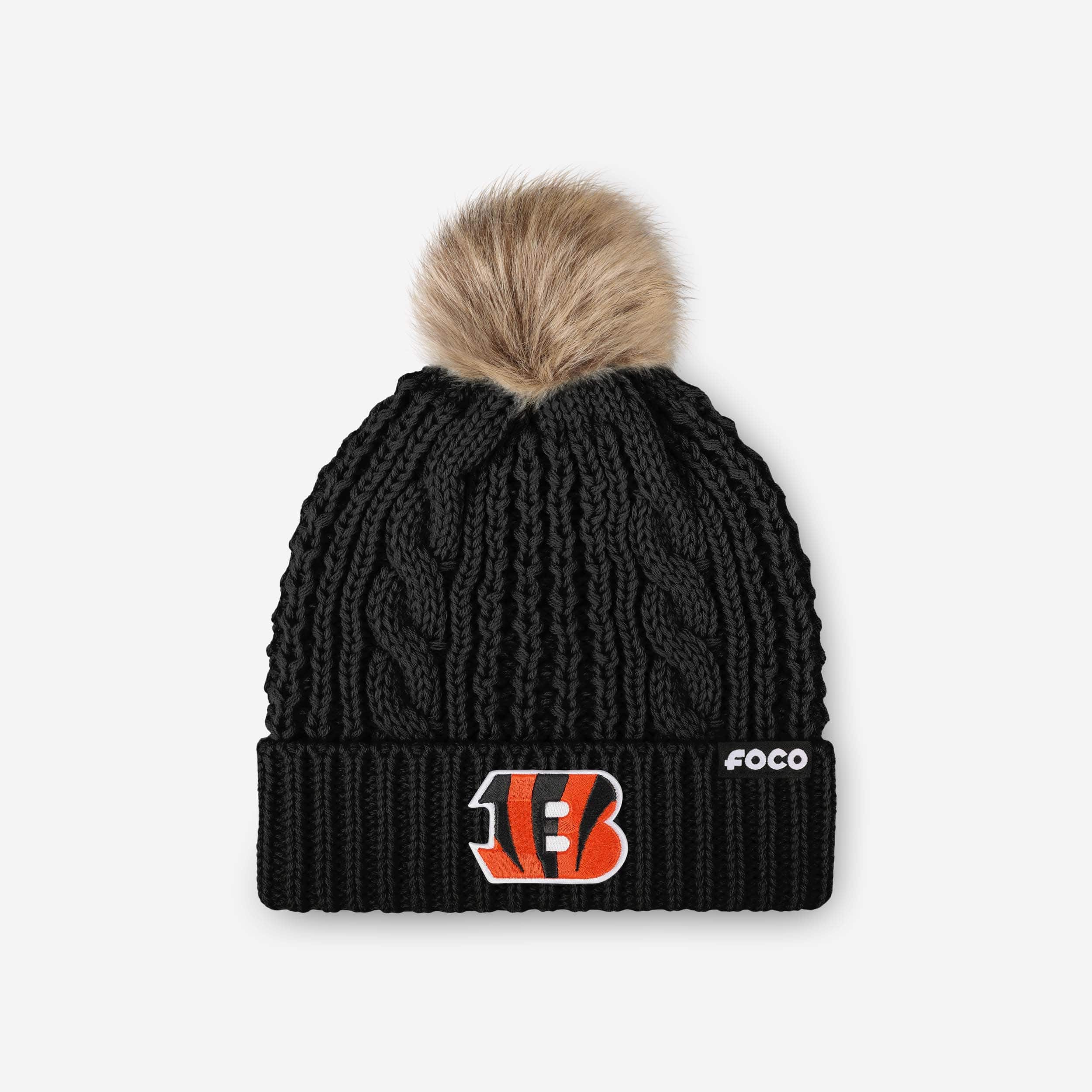 Cincinnati Bengals Womens Faux Fur Pom Beanie