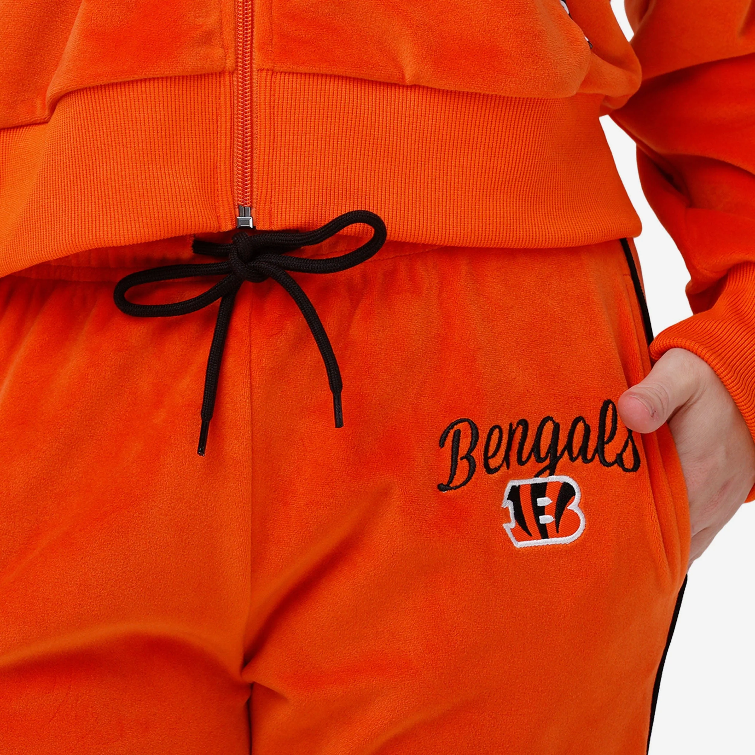 Cincinnati Bengals Womens Orange Velour Pants - Image 3
