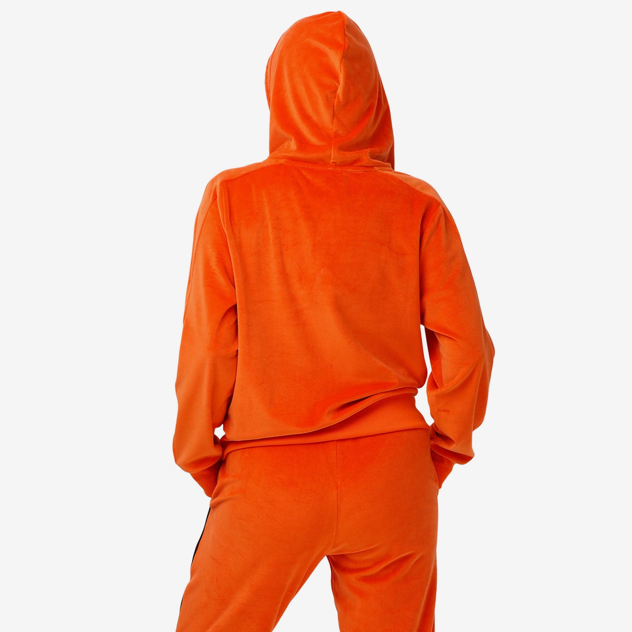 Cincinnati Bengals Womens Orange Velour Zip Up Top - Image 2