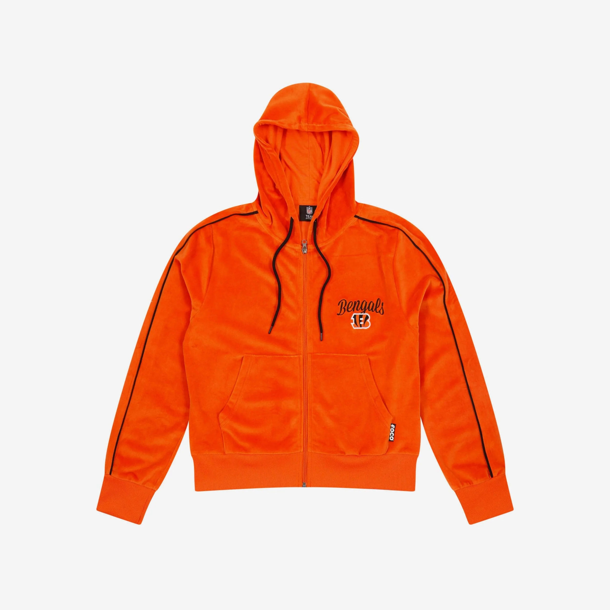 Cincinnati Bengals Womens Orange Velour Zip Up Top - Image 4