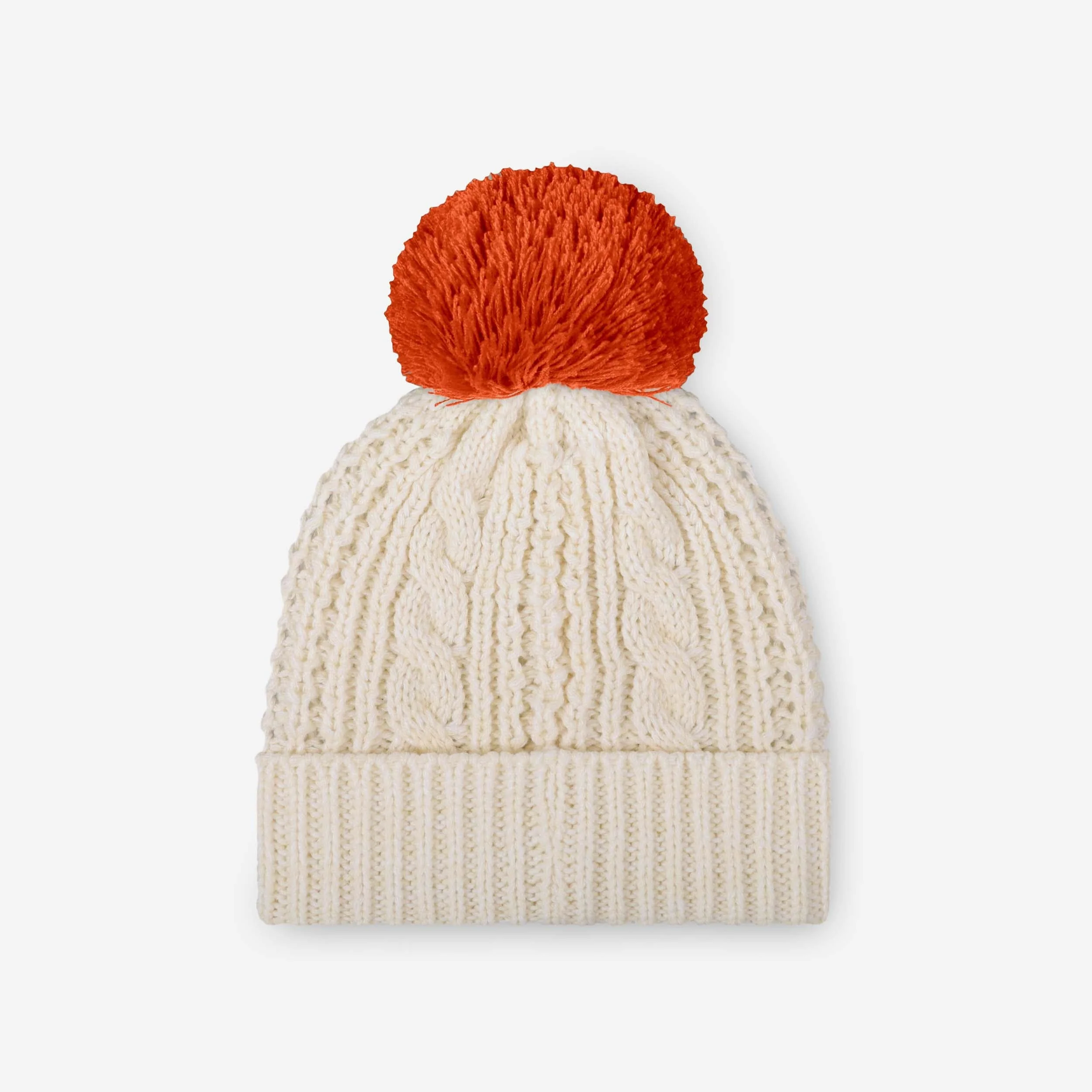 Cincinnati Bengals Womens Primary Logo White Cable Knit Pom Beanie - Image 2