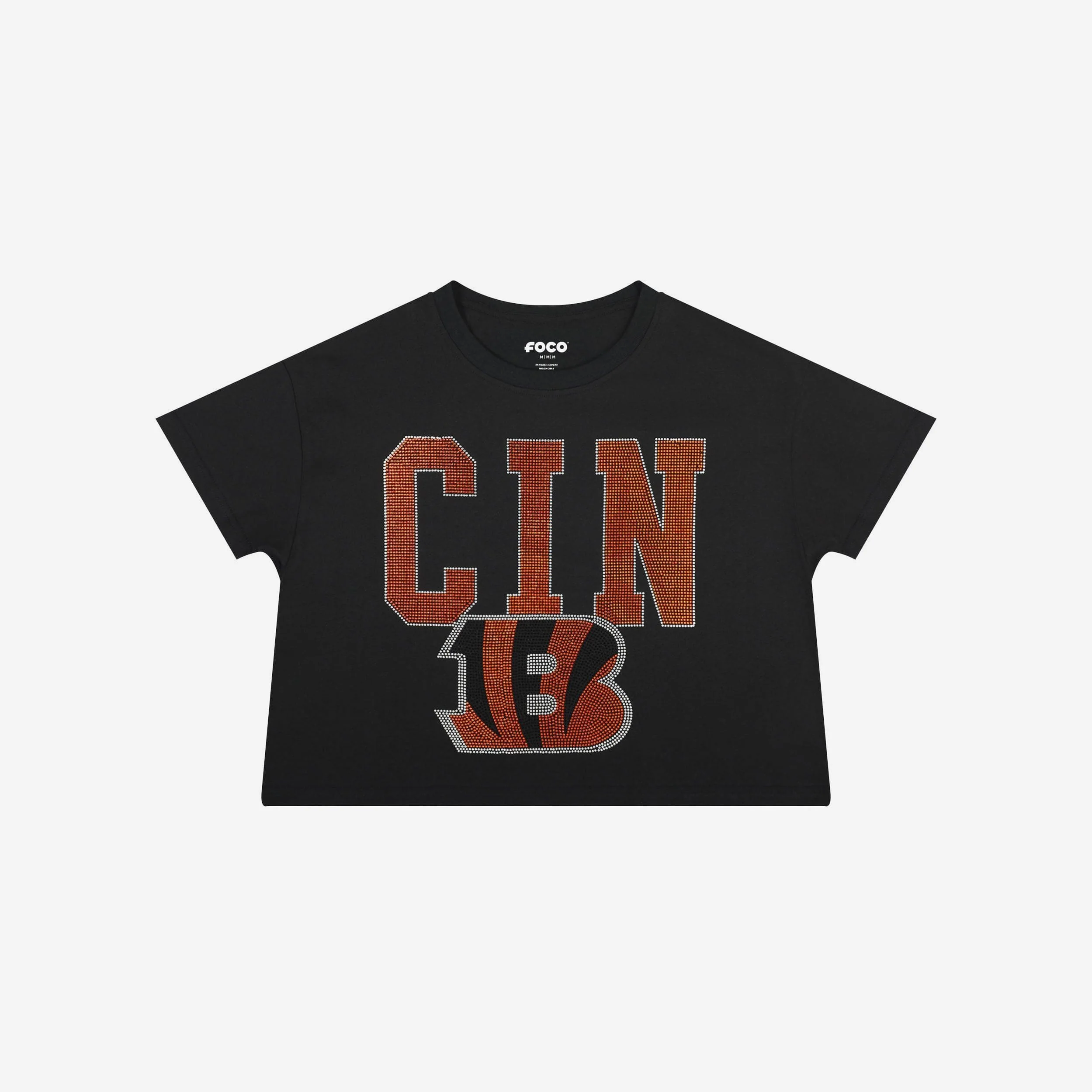 Cincinnati Bengals Womens Rhinestone Logo Crop Top - Image 4