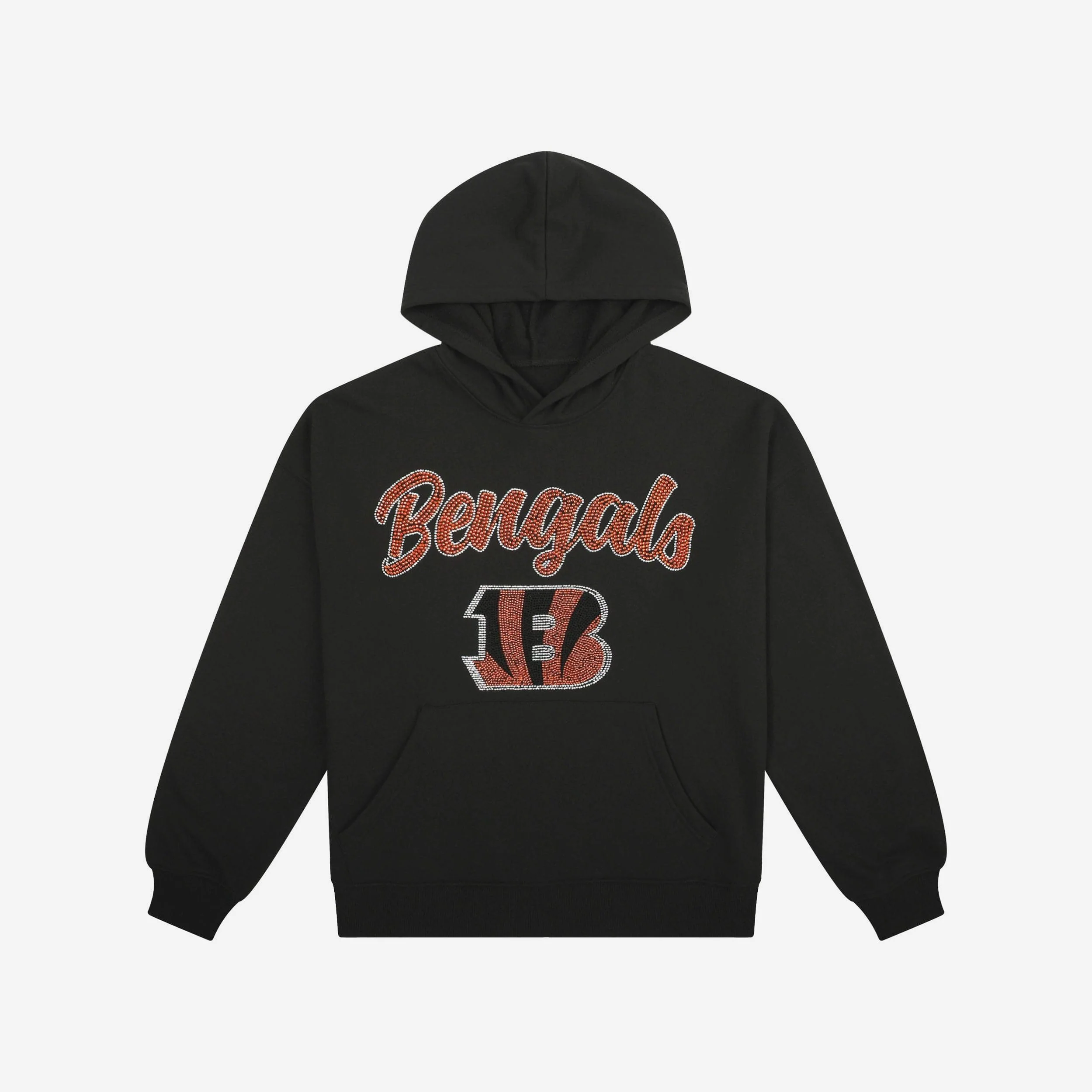 Cincinnati Bengals Womens Rhinestone Logo Oversized Hoodie - Image 4