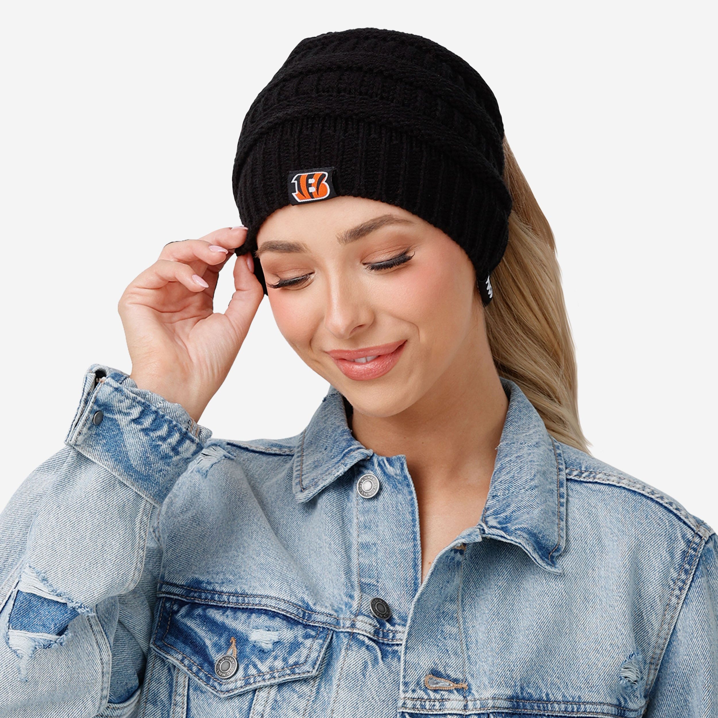 Cincinnati Bengals Womens Solid Ponytail Beanie - Image 3
