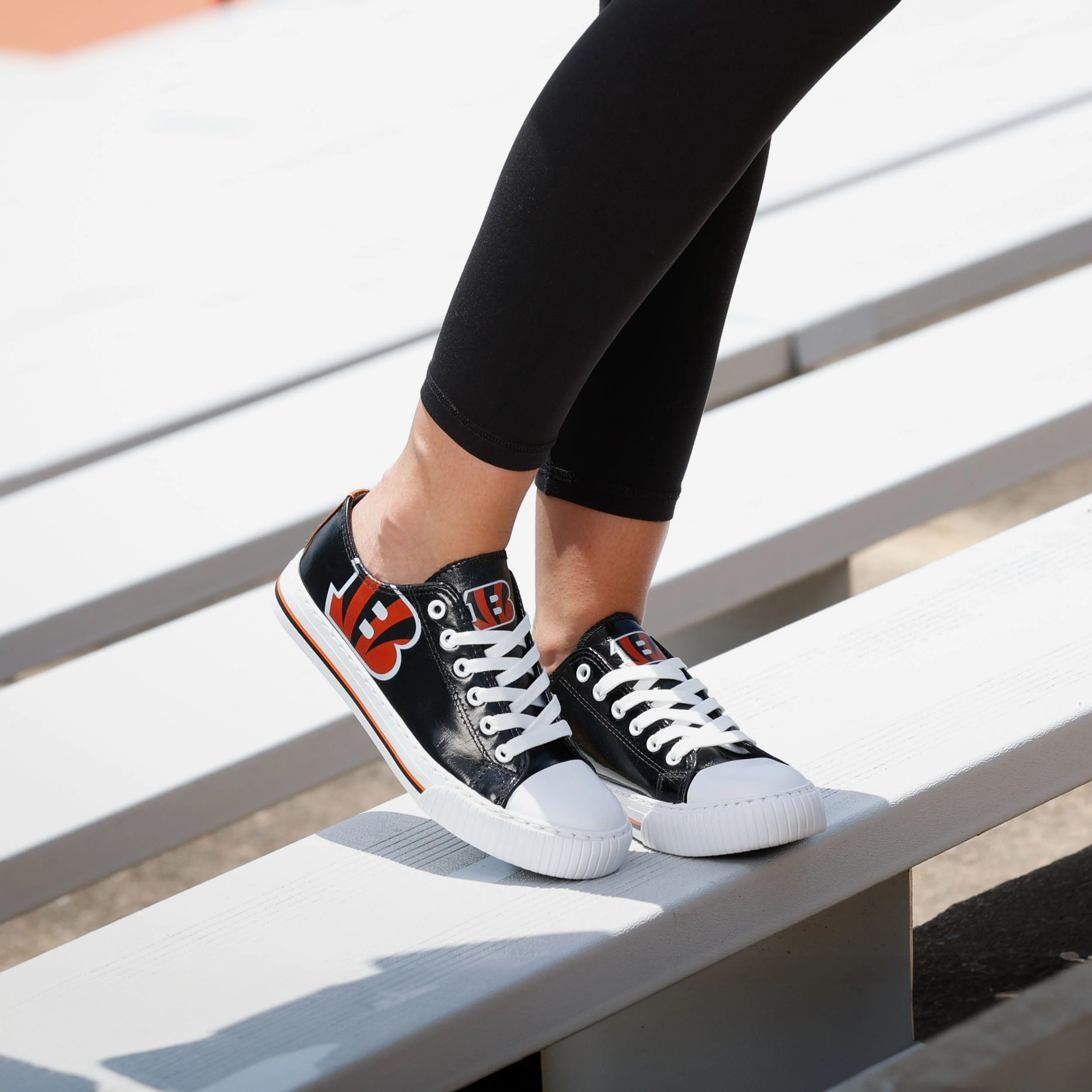 Cincinnati Bengals Womens Team Color Metallic Low Top Canvas Shoes - Image 3