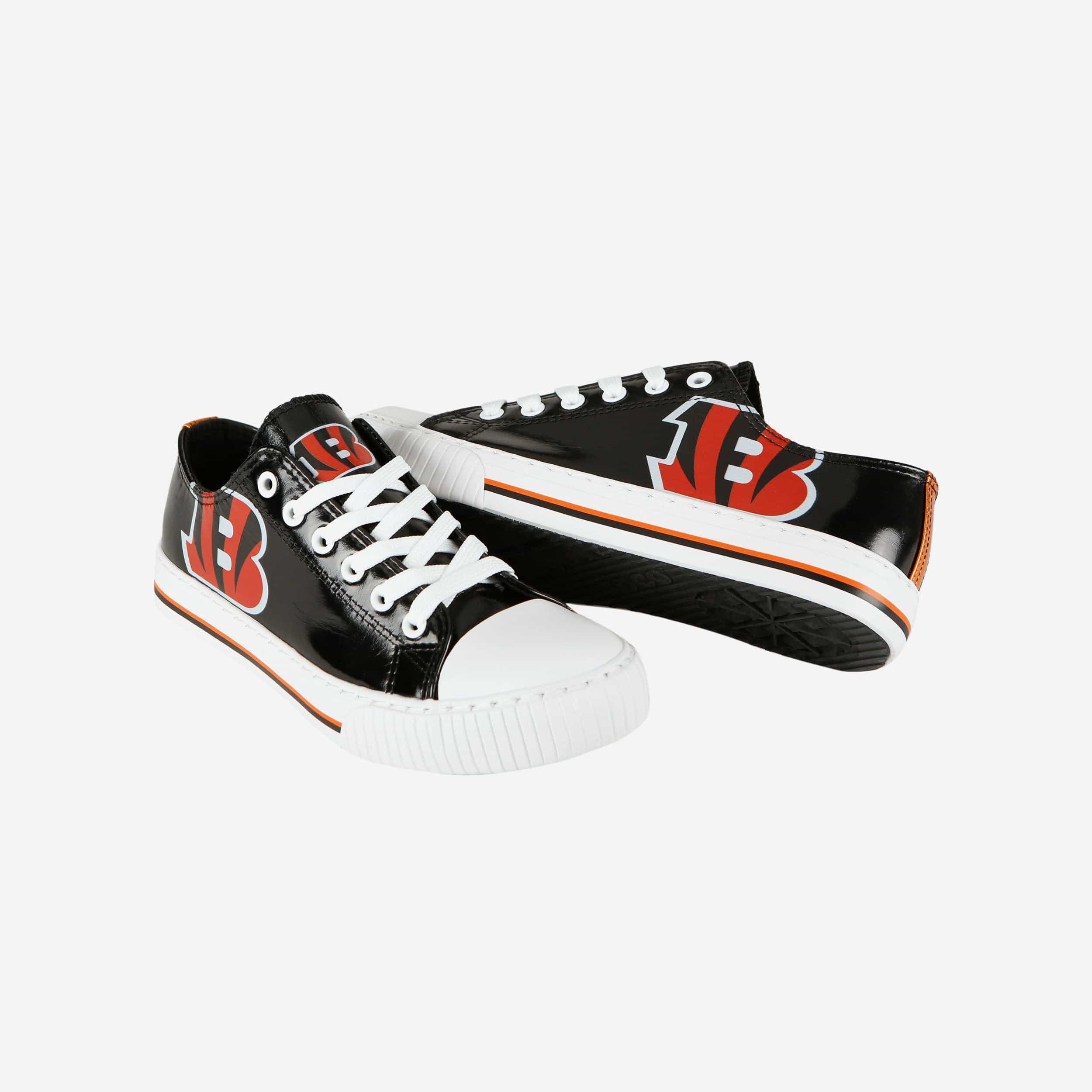 Cincinnati Bengals Womens Team Color Metallic Low Top Canvas Shoes - Image 4