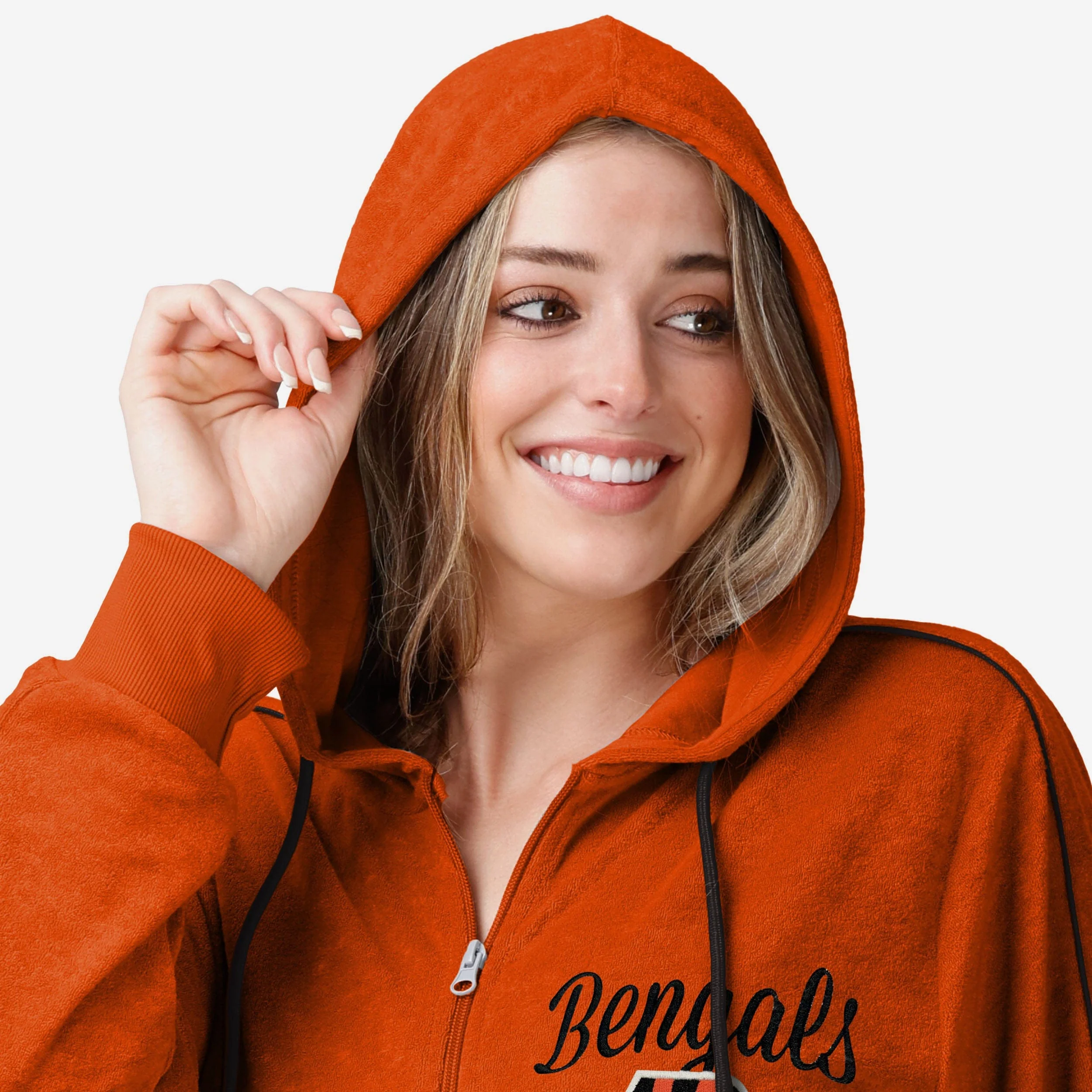 Cincinnati Bengals Womens Terry Knit Zip Up Top - Image 3