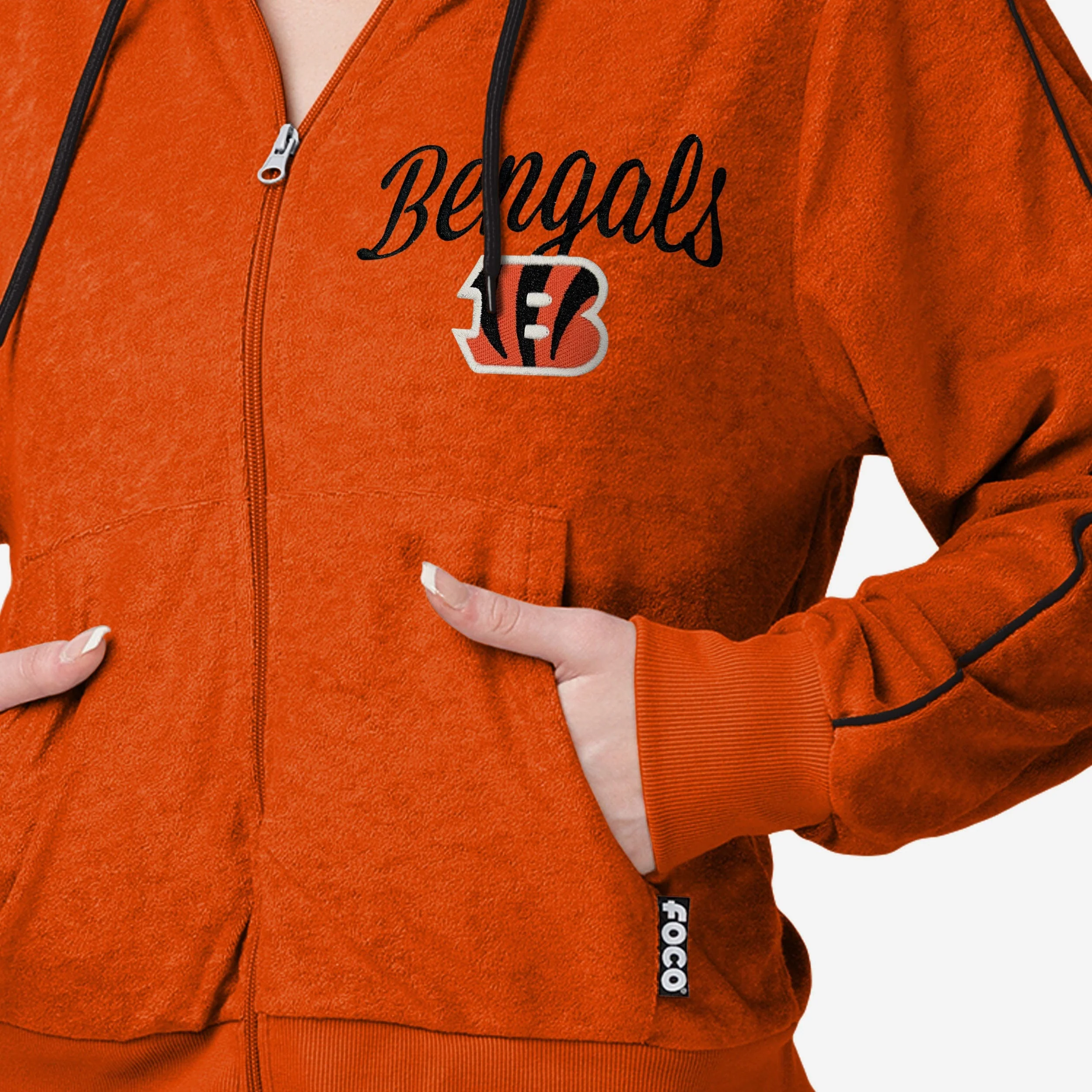Cincinnati Bengals Womens Terry Knit Zip Up Top - Image 4