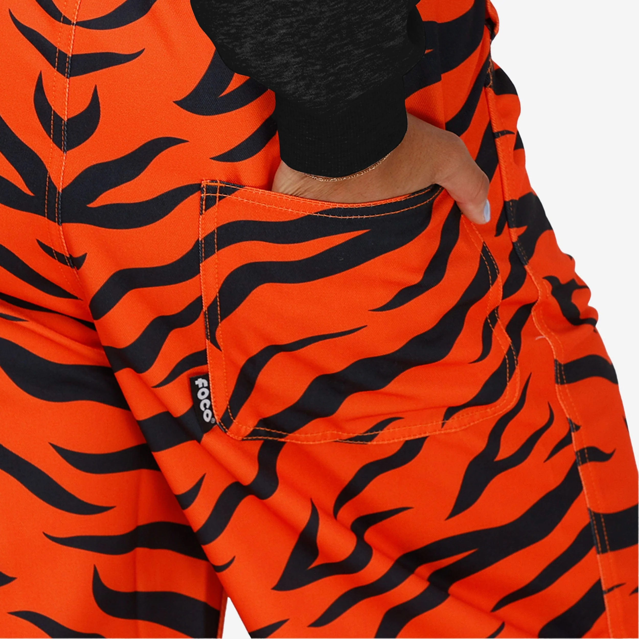 Cincinnati Bengals Womens Tiger Stripe Thematic Bib Overalls - Image 6