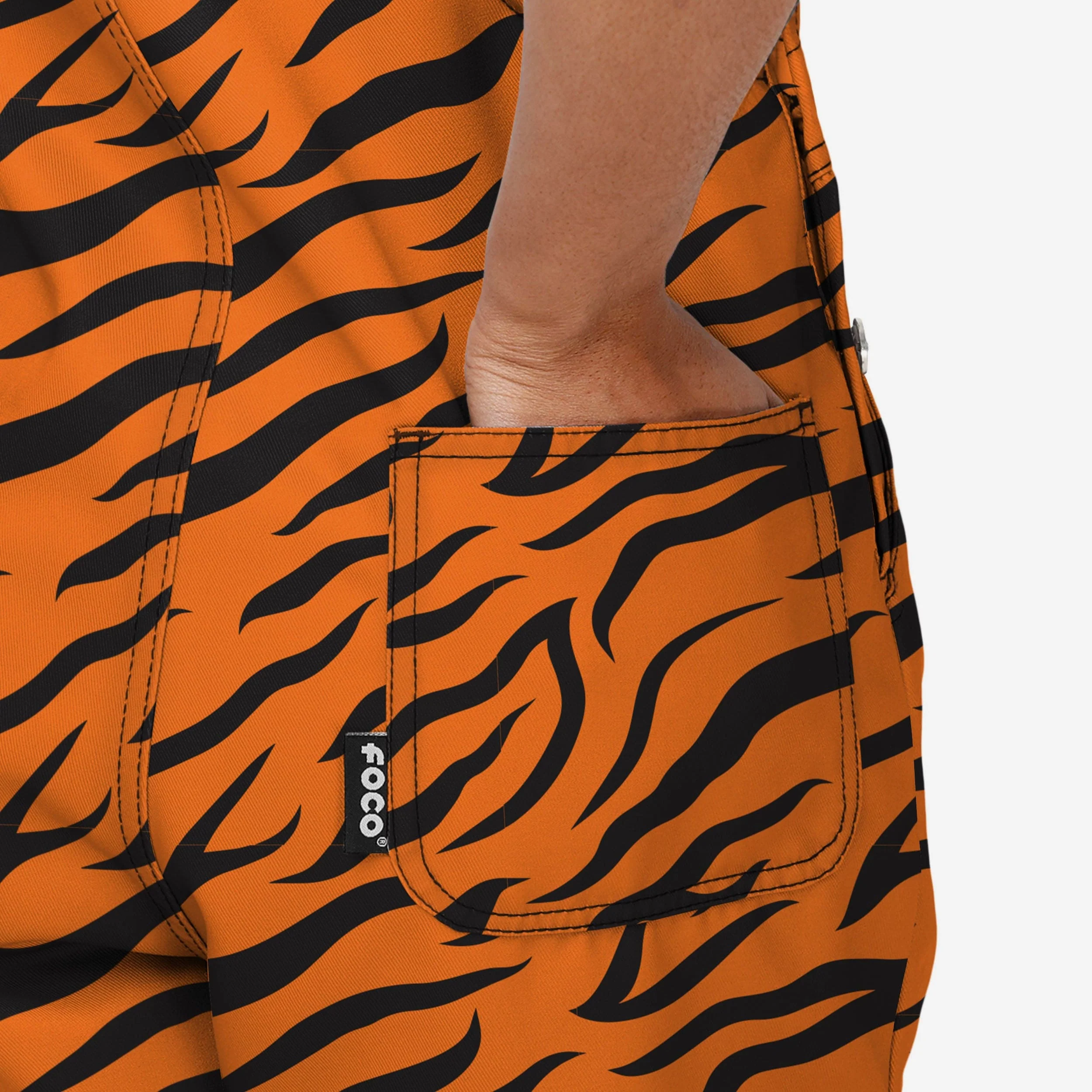 Cincinnati Bengals Womens Tiger Stripe Thematic Bib Shortalls - Image 6