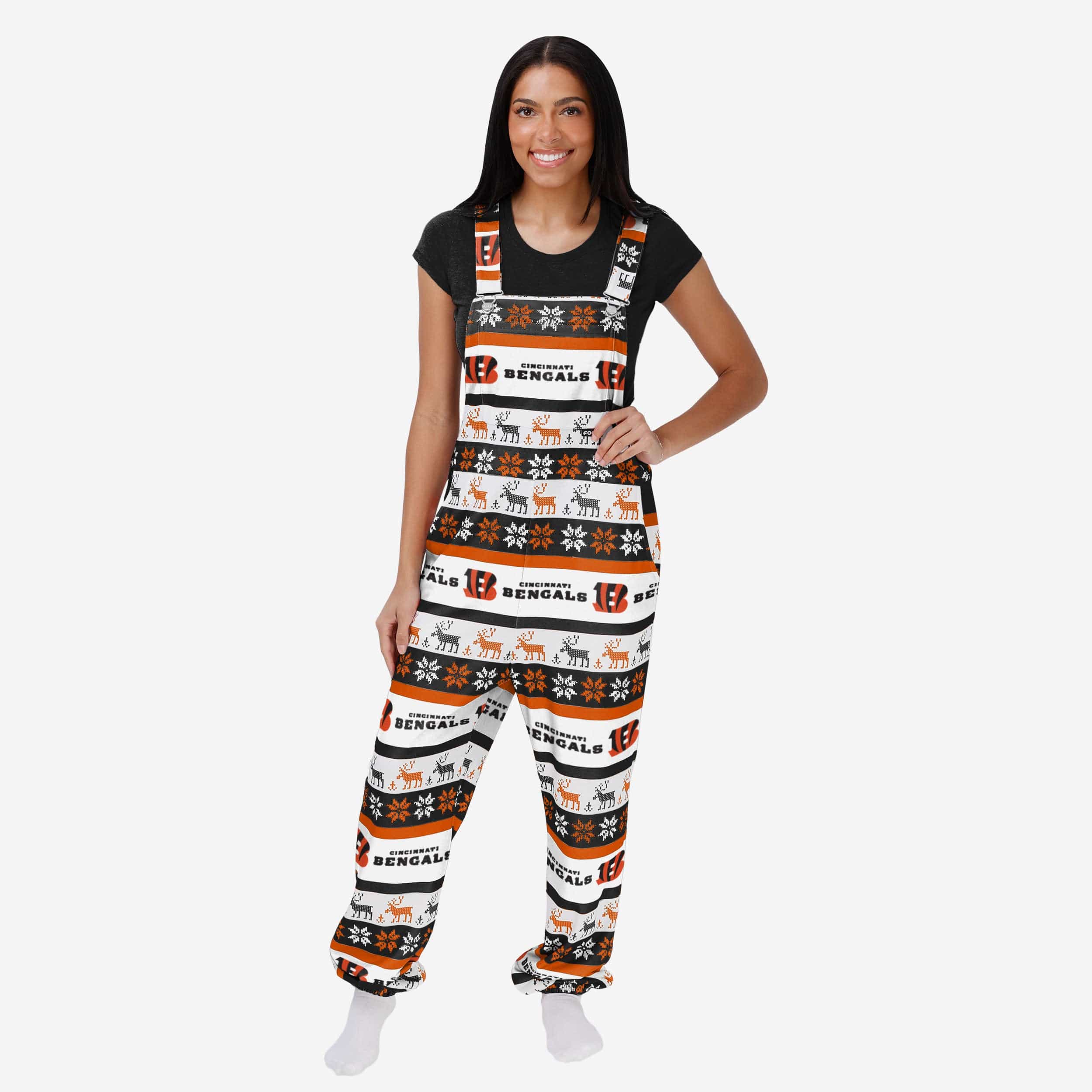 Cincinnati Bengals Womens Ugly Home Gating Bib Overalls