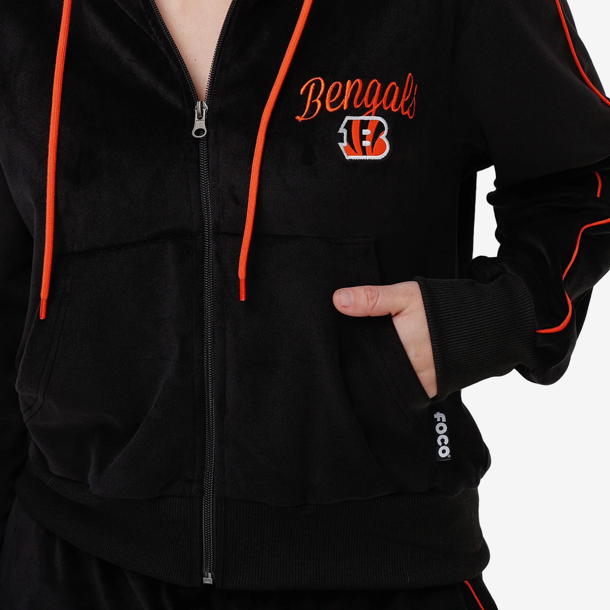 Cincinnati Bengals Womens Velour Zip Up Top - Image 3