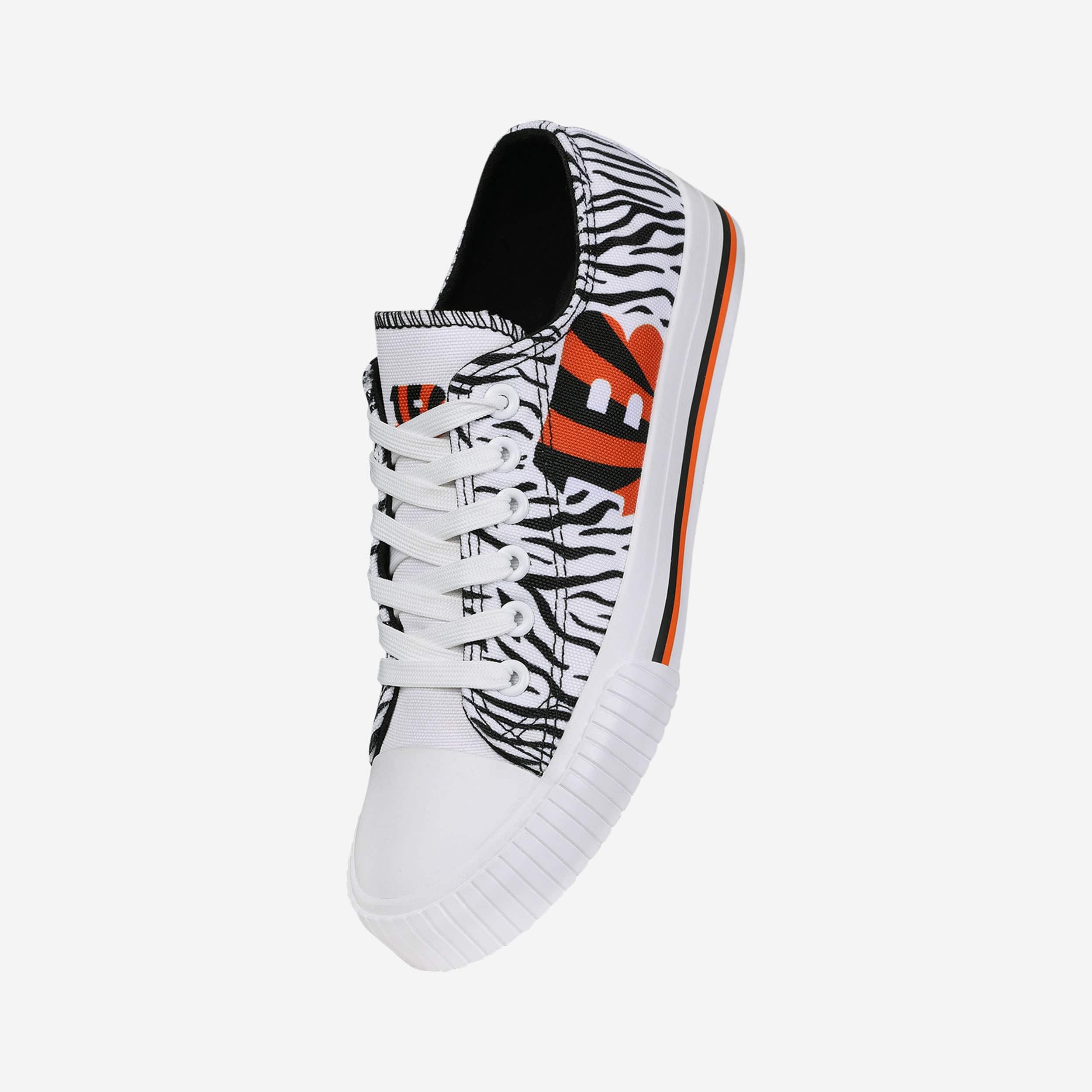 Cincinnati Bengals Womens White Stripe Low Top Canvas Shoe - Image 2