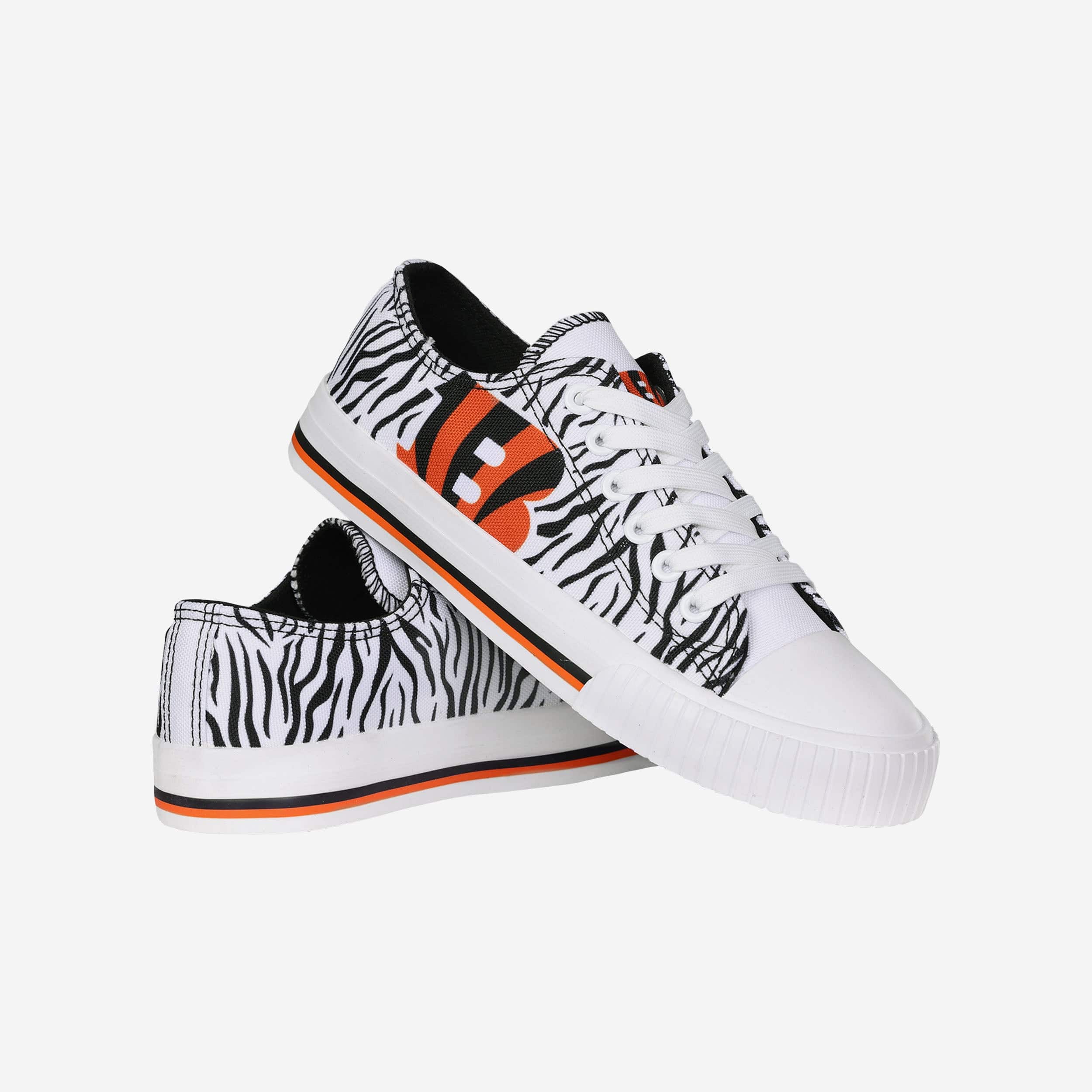 Cincinnati Bengals Womens White Stripe Low Top Canvas Shoe - Image 3