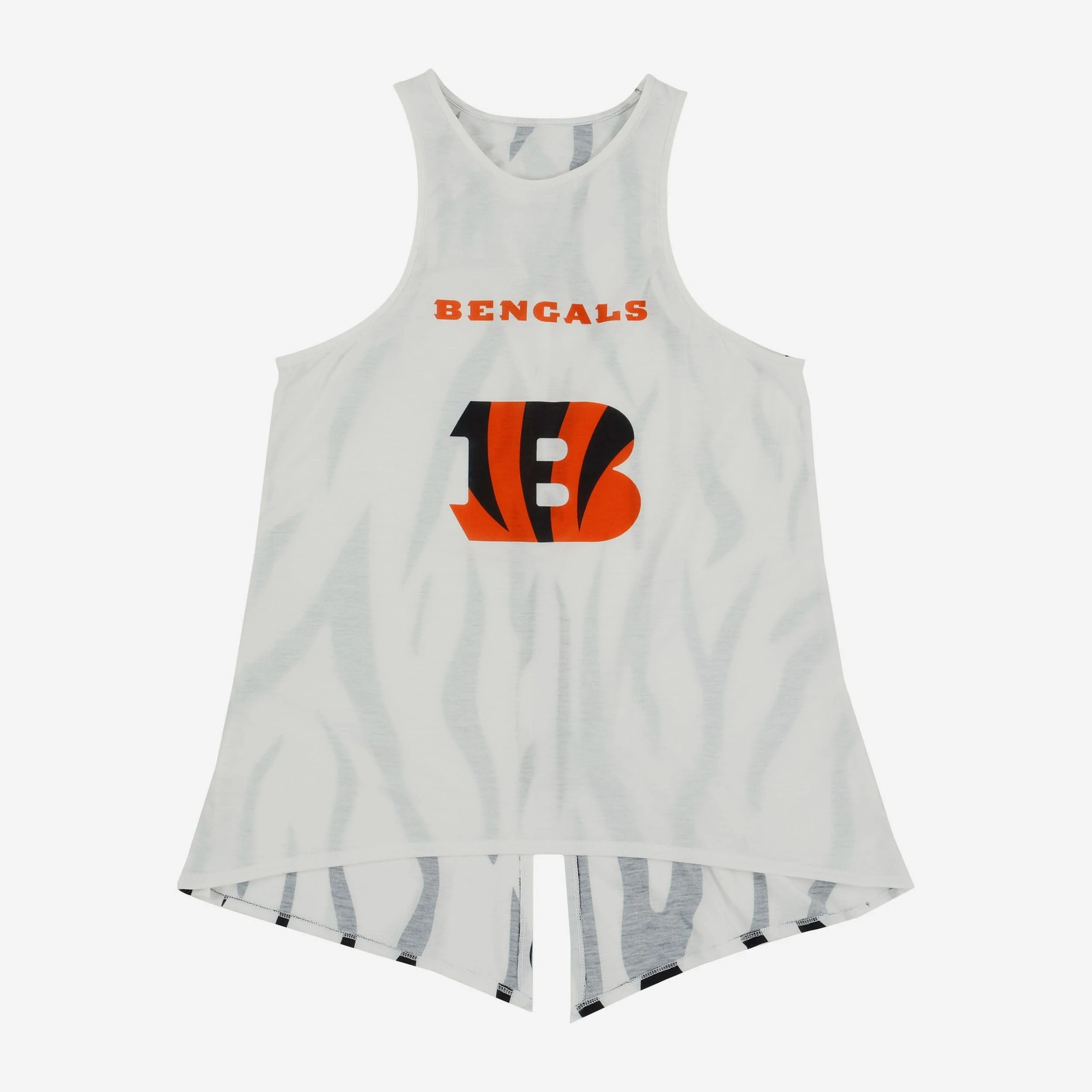 Cincinnati Bengals Womens White Stripe Tie Breaker Sleeveless Top - Image 3