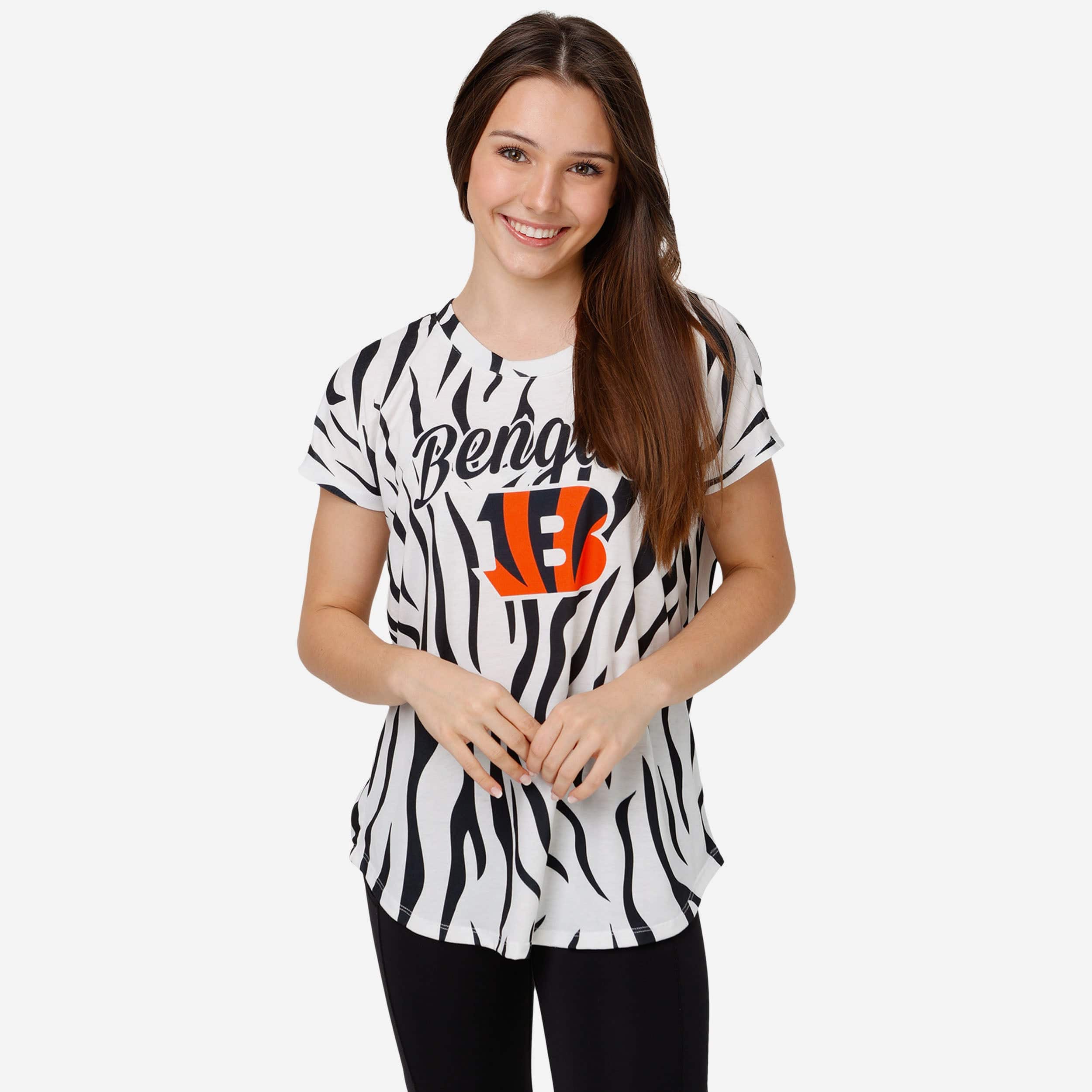 Cincinnati Bengals Womens White Stripe Wordmark Tunic