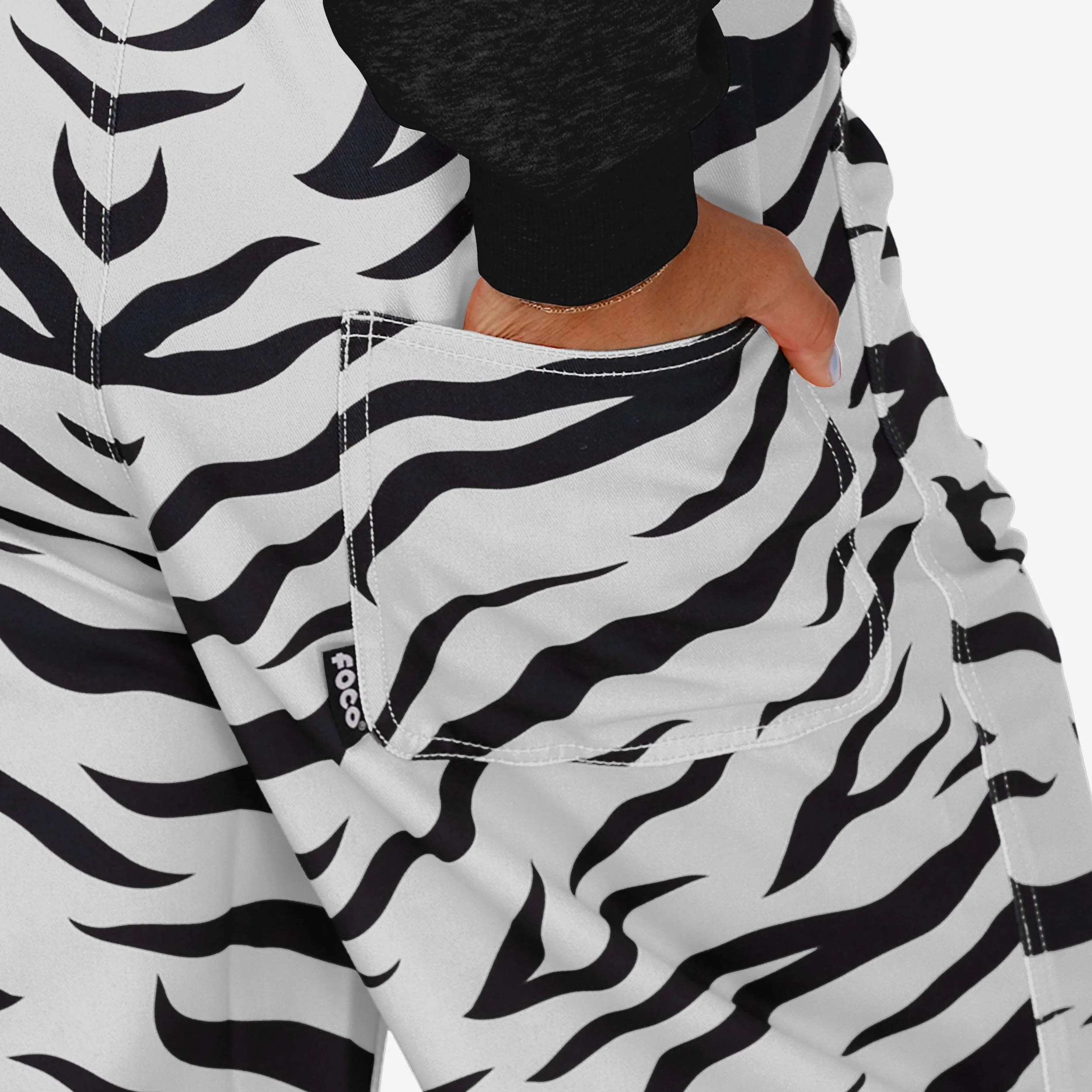 Cincinnati Bengals Womens White Tiger Stripe Thematic Bib Overalls - Image 6