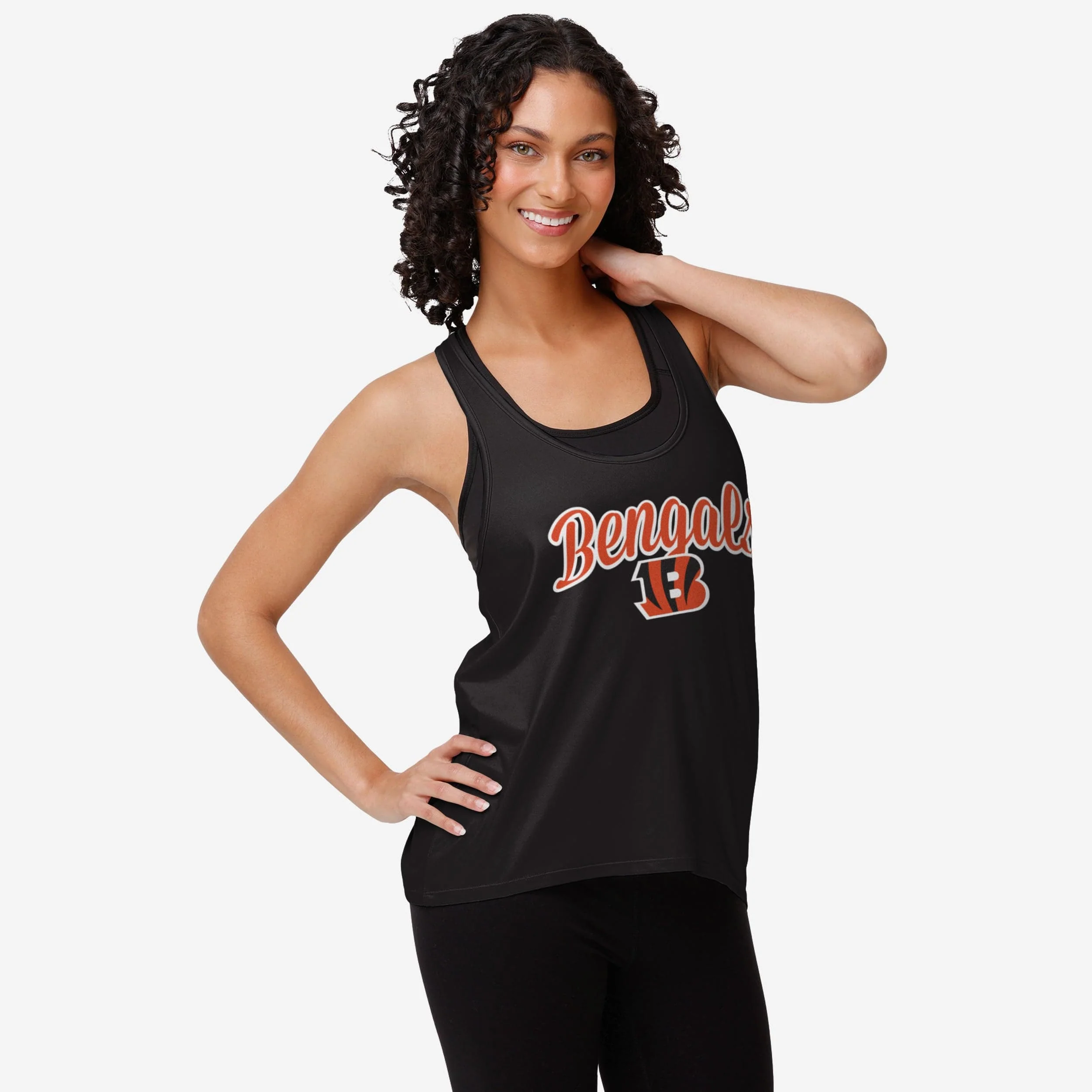 Cincinnati Bengals Womens Wordmark Team Stripe Sleeveless Top