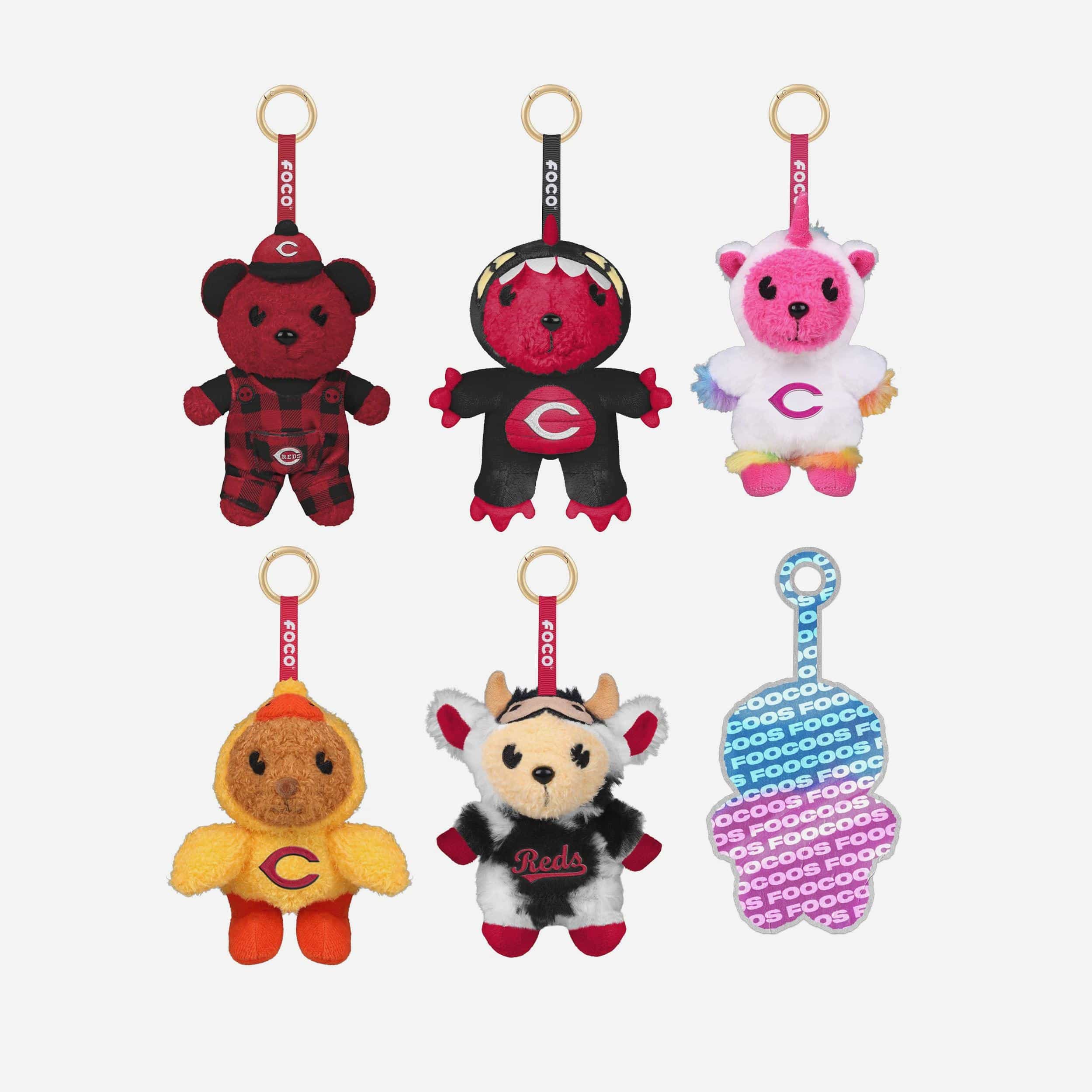 Cincinnati Reds FOOCOOS Plush Bag Charm Keychain Blind Box Series 1