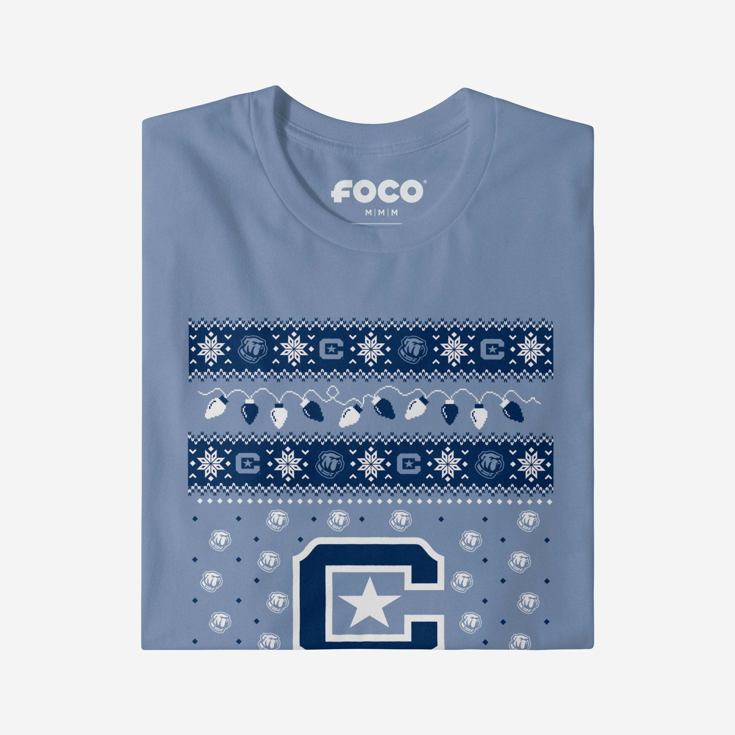 Citadel Bulldogs Holiday Lights Sweater Long Sleeve T-Shirt - Image 4