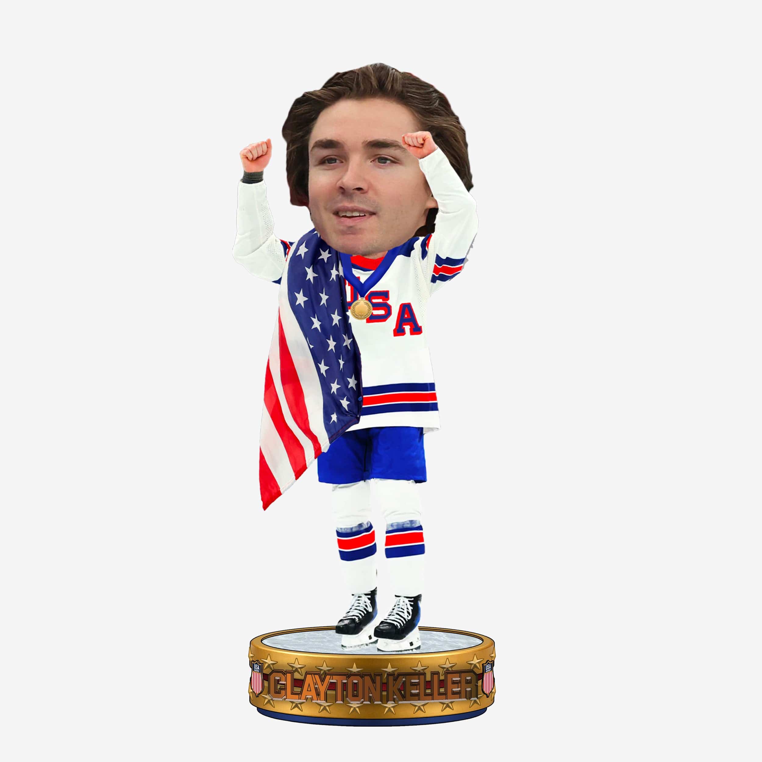 Clayton Keller Team USA Men's Hockey American Flag Bobblehead