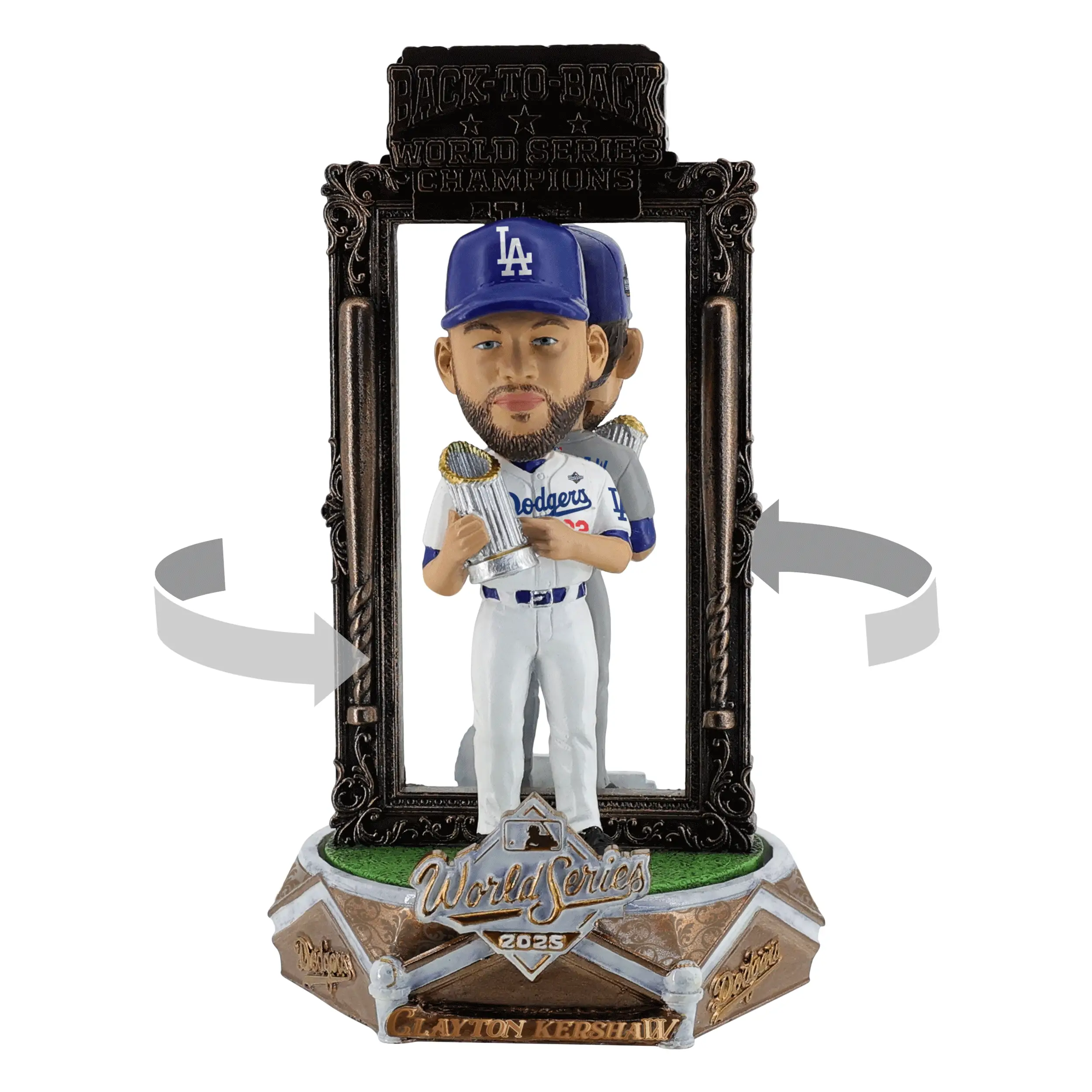 Clayton Kershaw Los Angeles Dodgers 2025 Back To Back World Series Champions Dual Spinner Bobblehead - Image 2