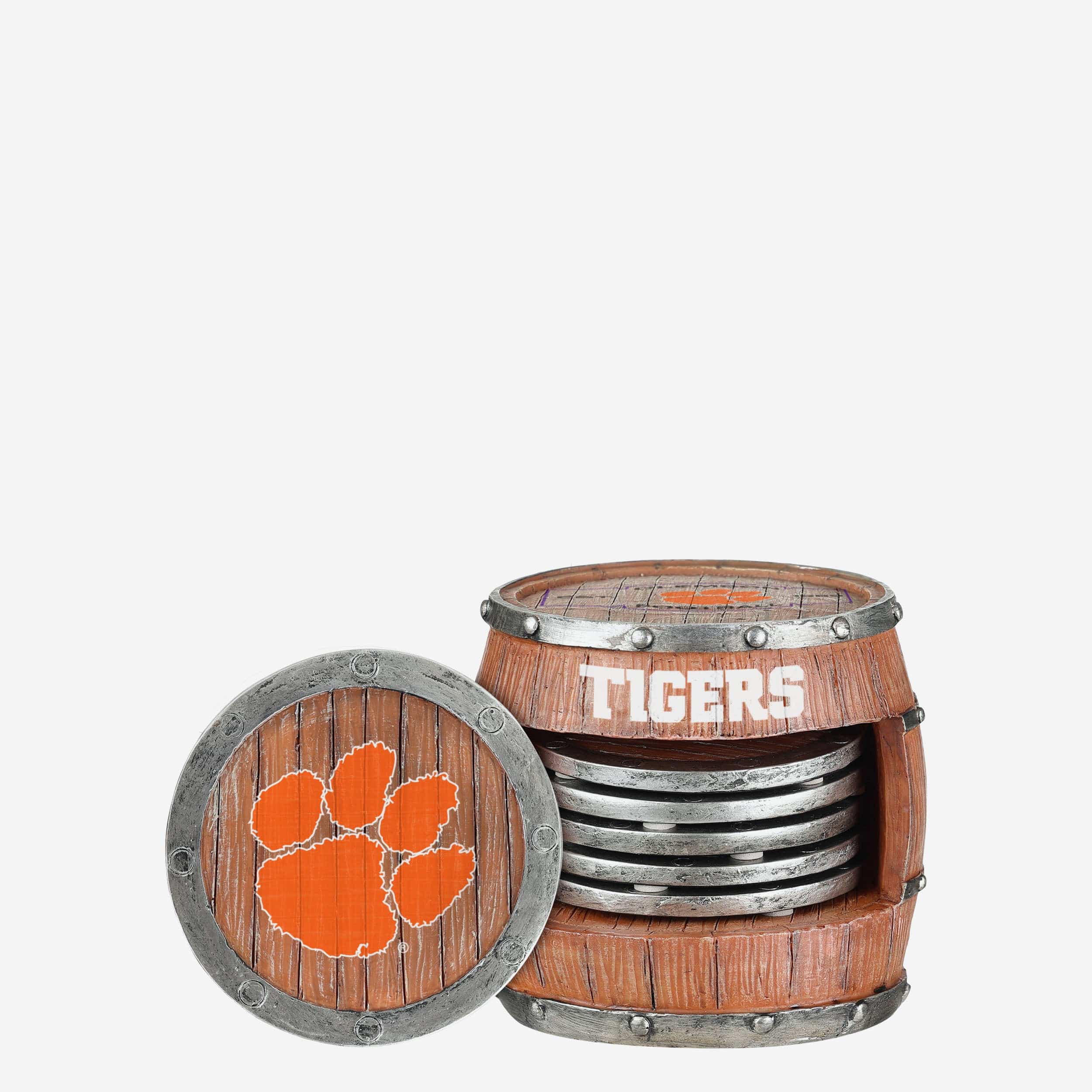 Clemson Tigers 5 Pack Barrel Coaster Set