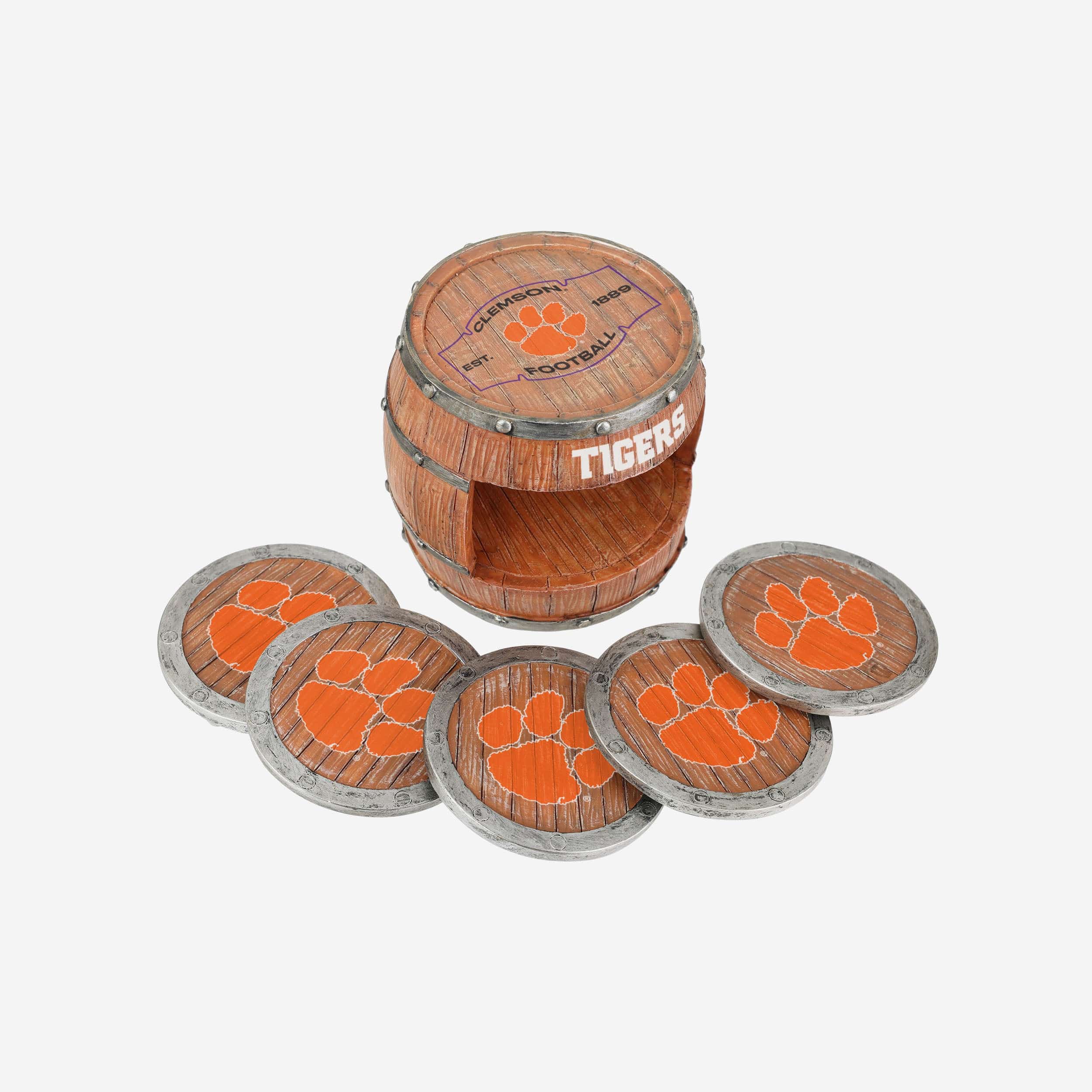 Clemson Tigers 5 Pack Barrel Coaster Set - Image 3