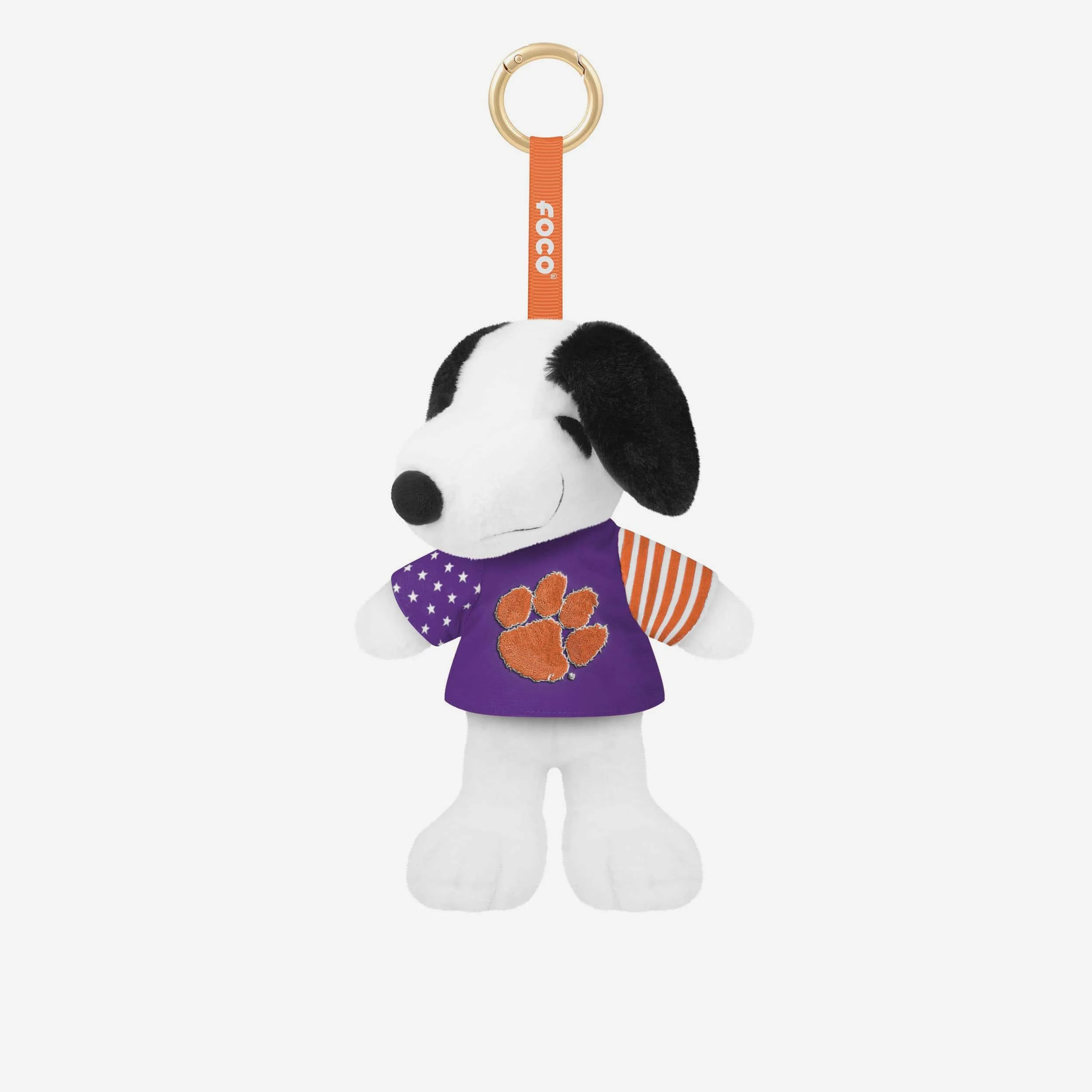 Clemson Tigers Americana Plush Snoopy Peanuts Bag Charm Keychain