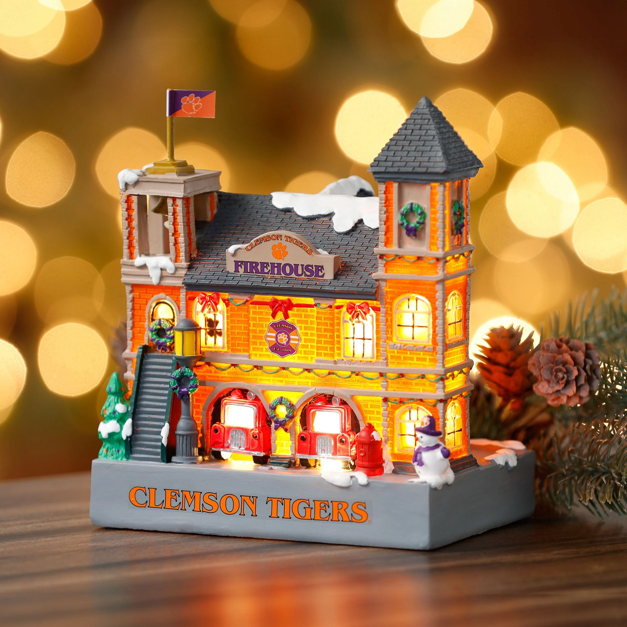 Clemson Tigers Light Up Resin Team Firehouse - Image 2