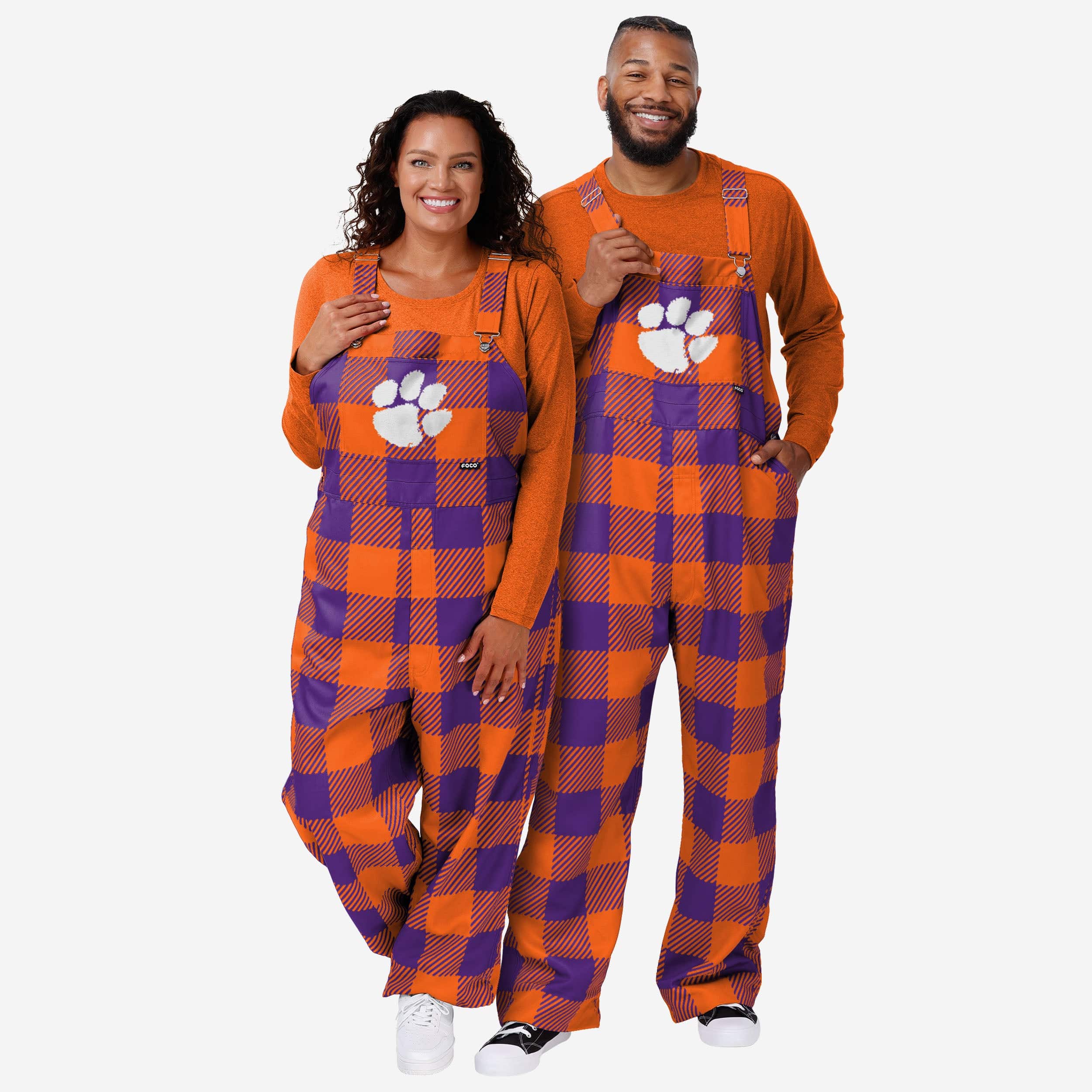 Clemson Tigers Mens Plaid Bib Overalls - Image 3