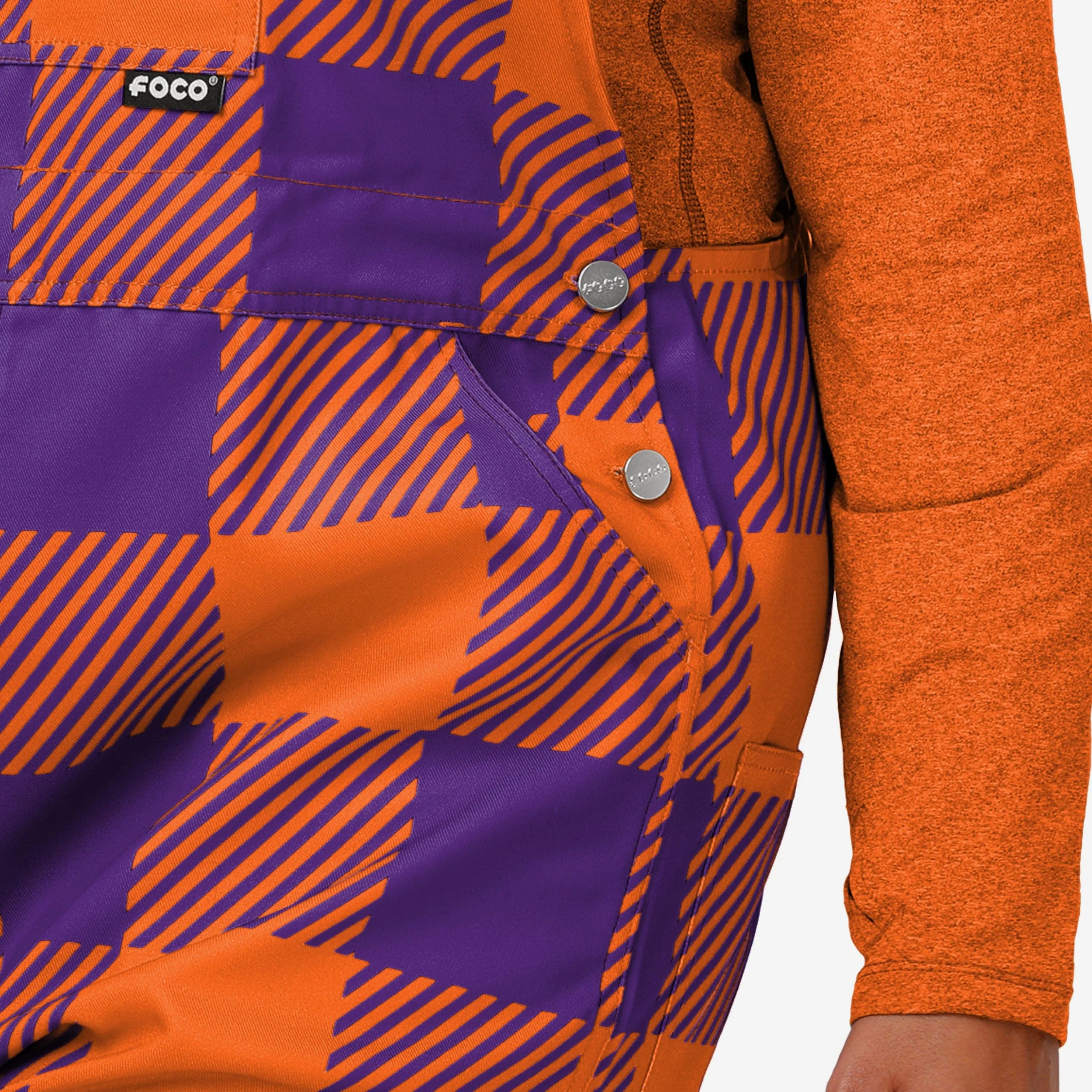 Clemson Tigers Womens Plaid Bib Overalls - Image 5