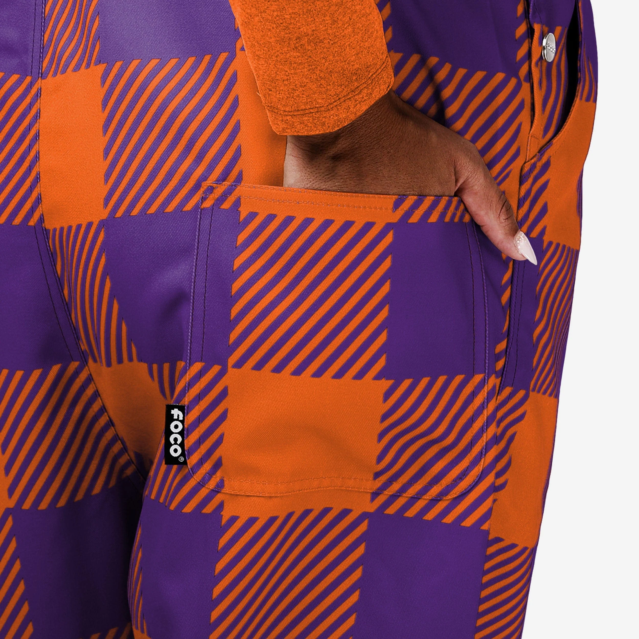 Clemson Tigers Womens Plaid Bib Overalls - Image 6