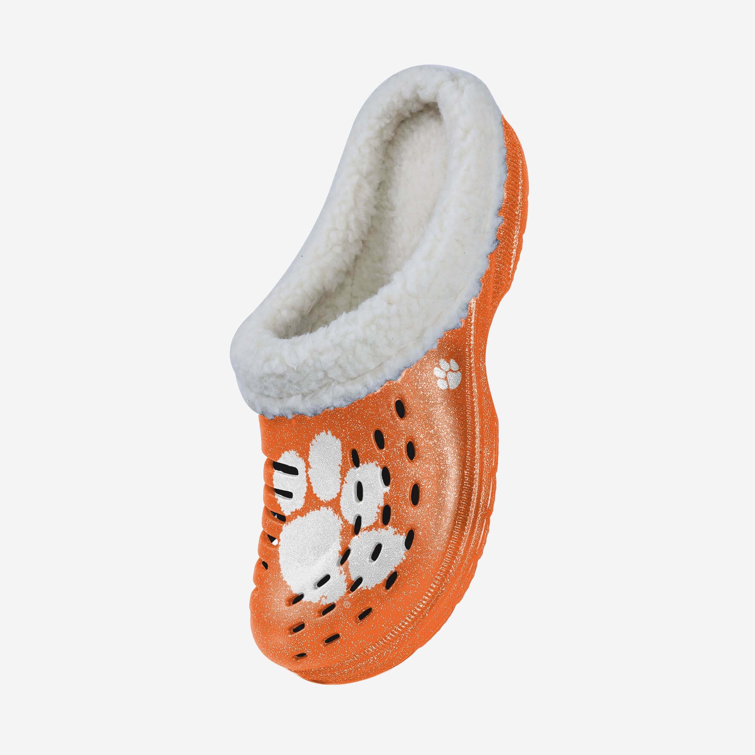 Clemson Tigers Womens Sherpa Lined Glitter Clog - Image 2