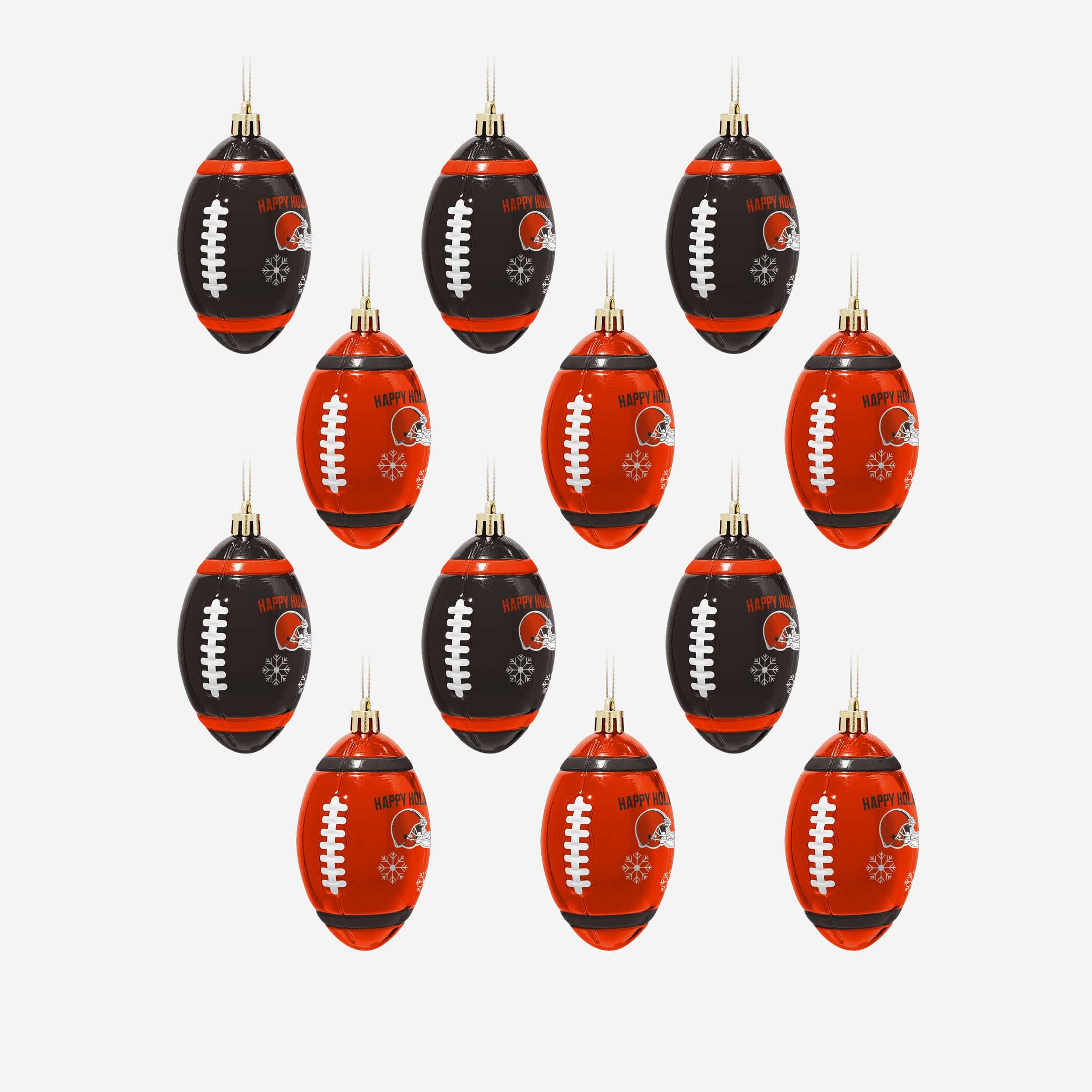 Cleveland Browns 12 Pack Football Ornament Set