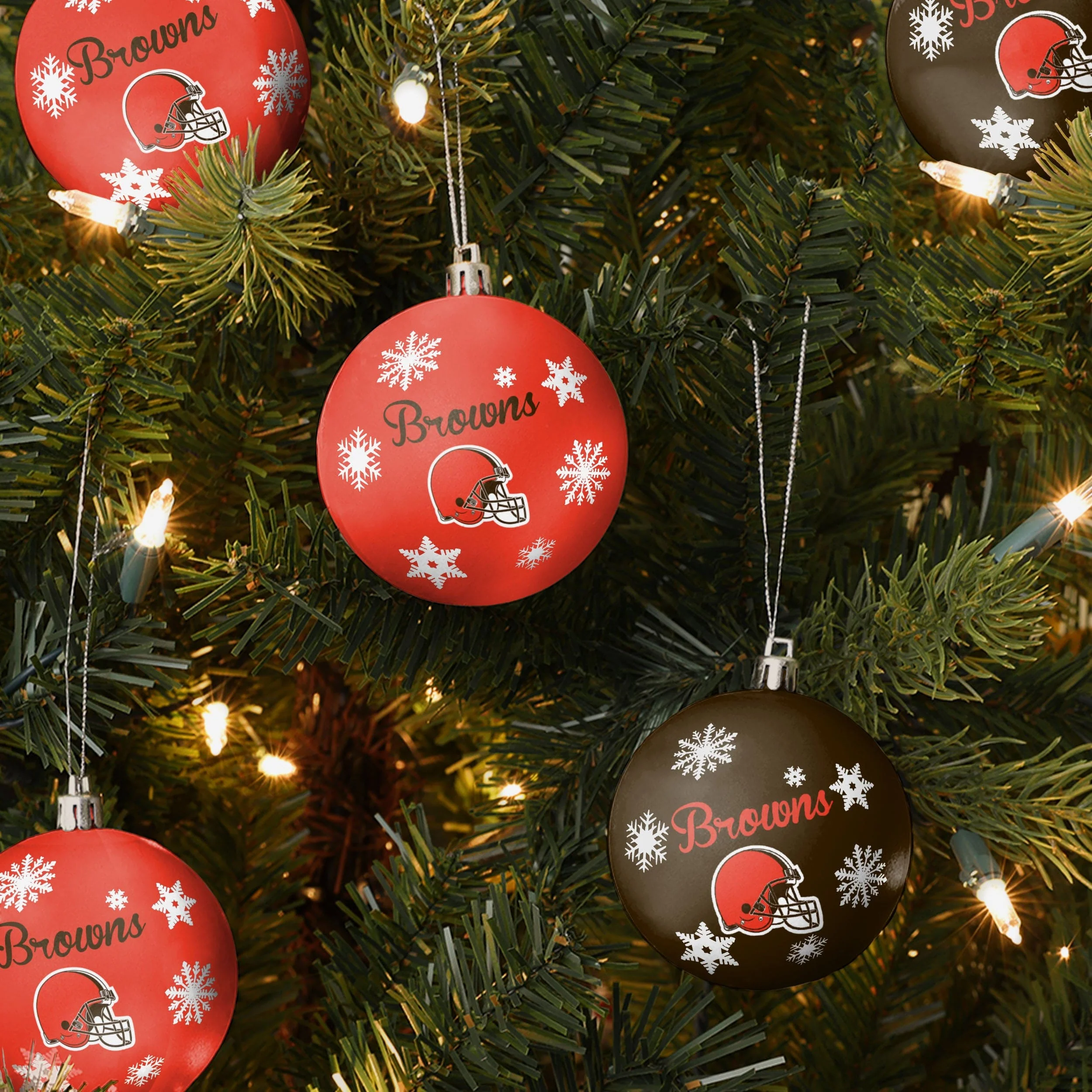 Cleveland Browns 5 Pack Shatterproof Ball Ornament Set - Image 2