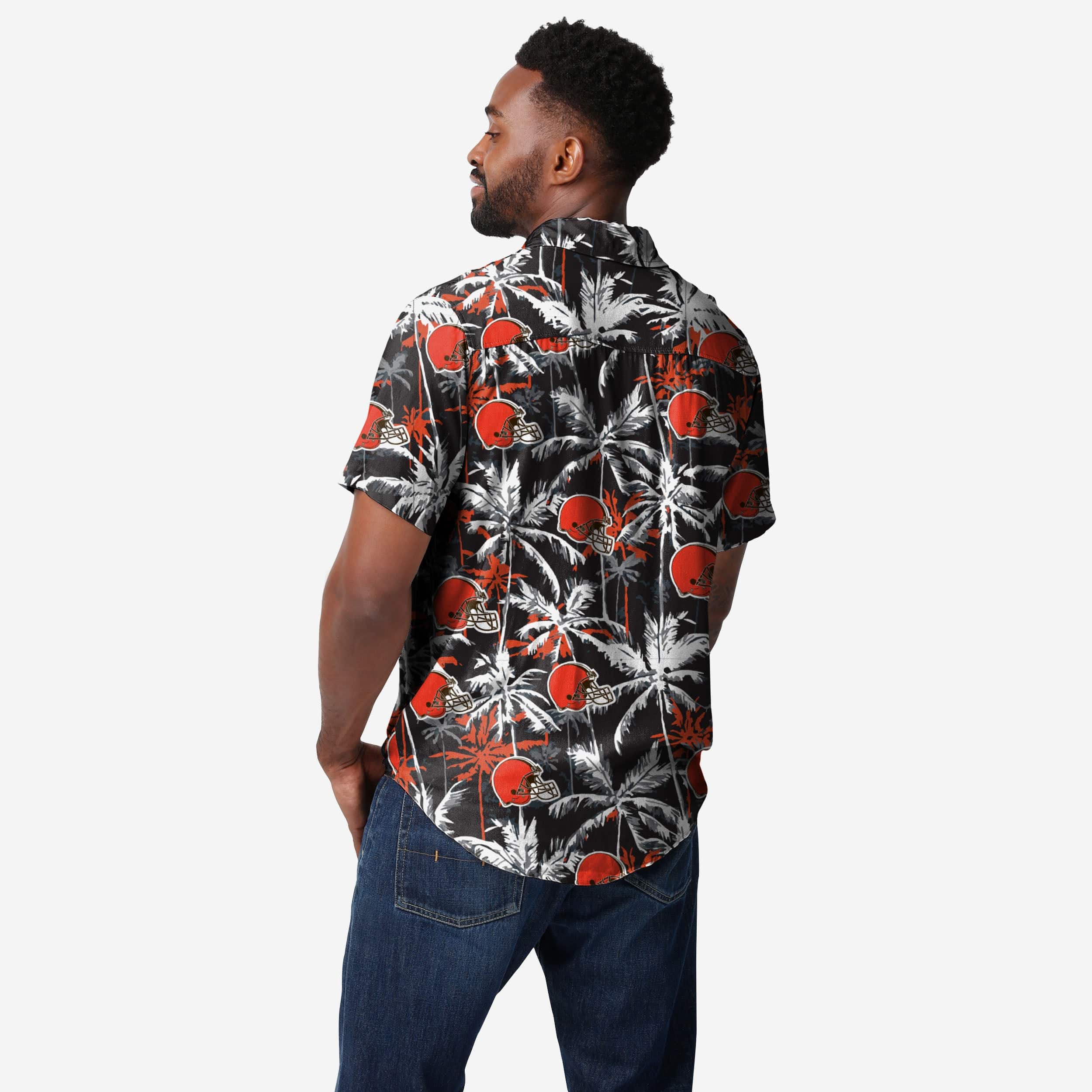 Cleveland Browns Black Floral Button Up Shirt - Image 2