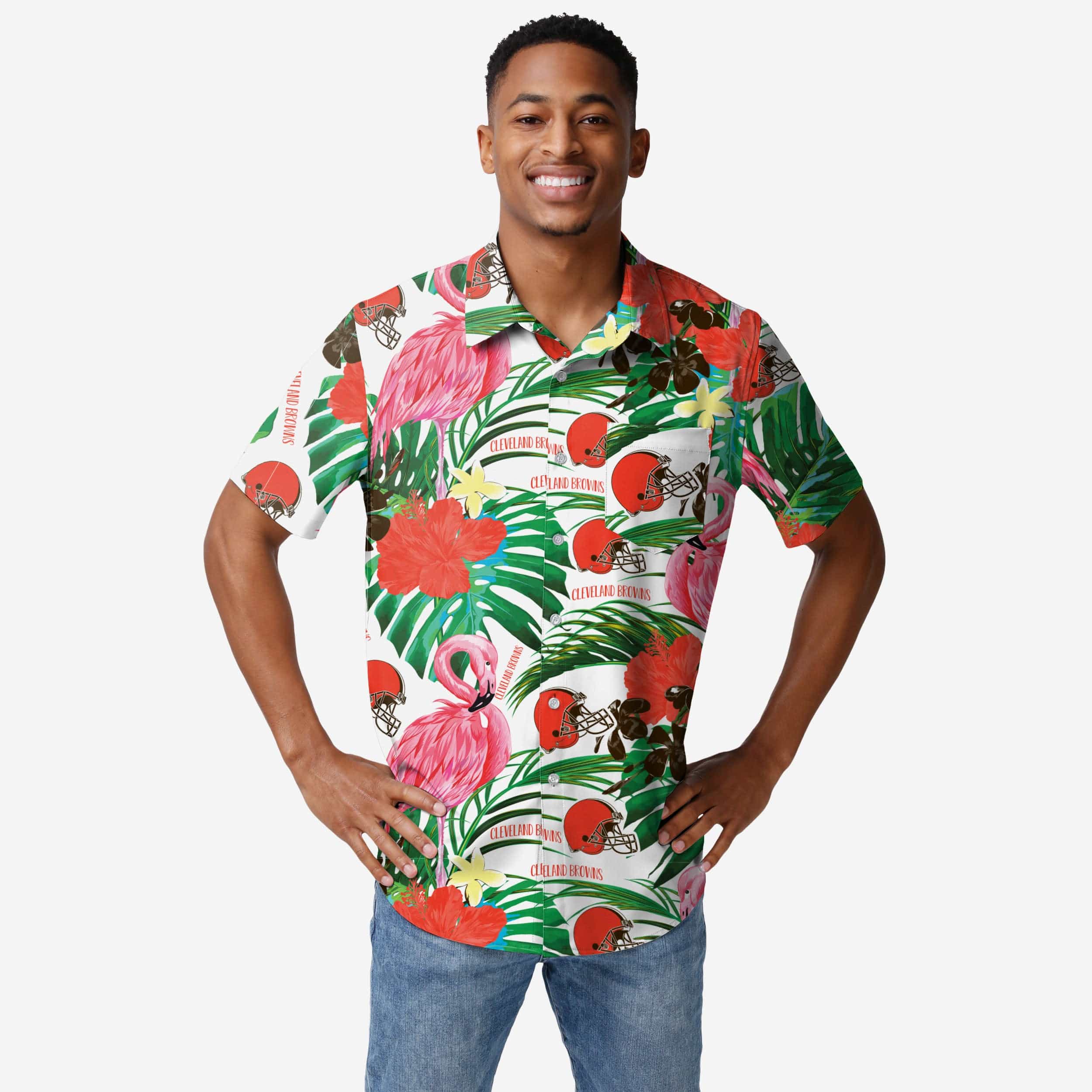 Cleveland Browns Flamingo Button Up Shirt