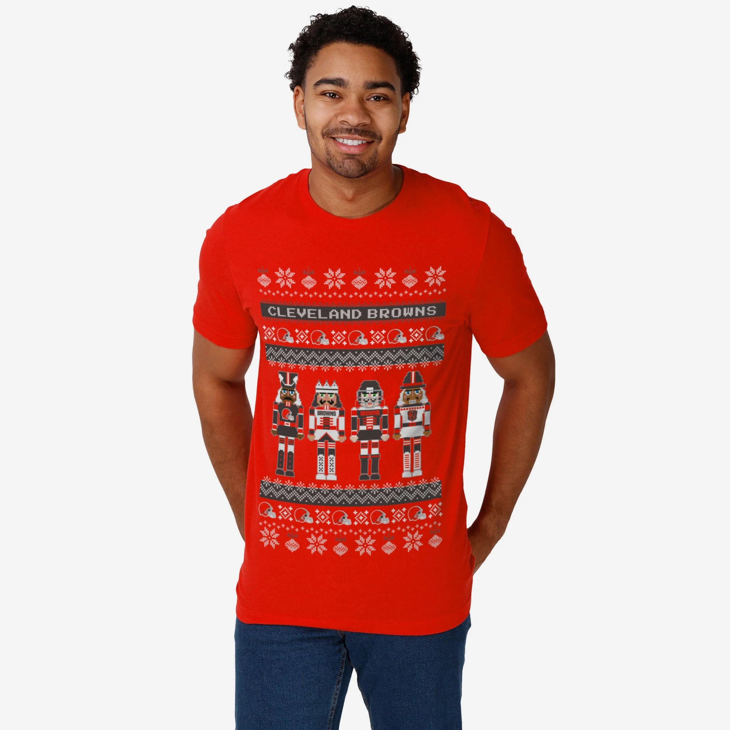 Cleveland Browns Holiday Nutcracker Sweater T-Shirt - Image 2
