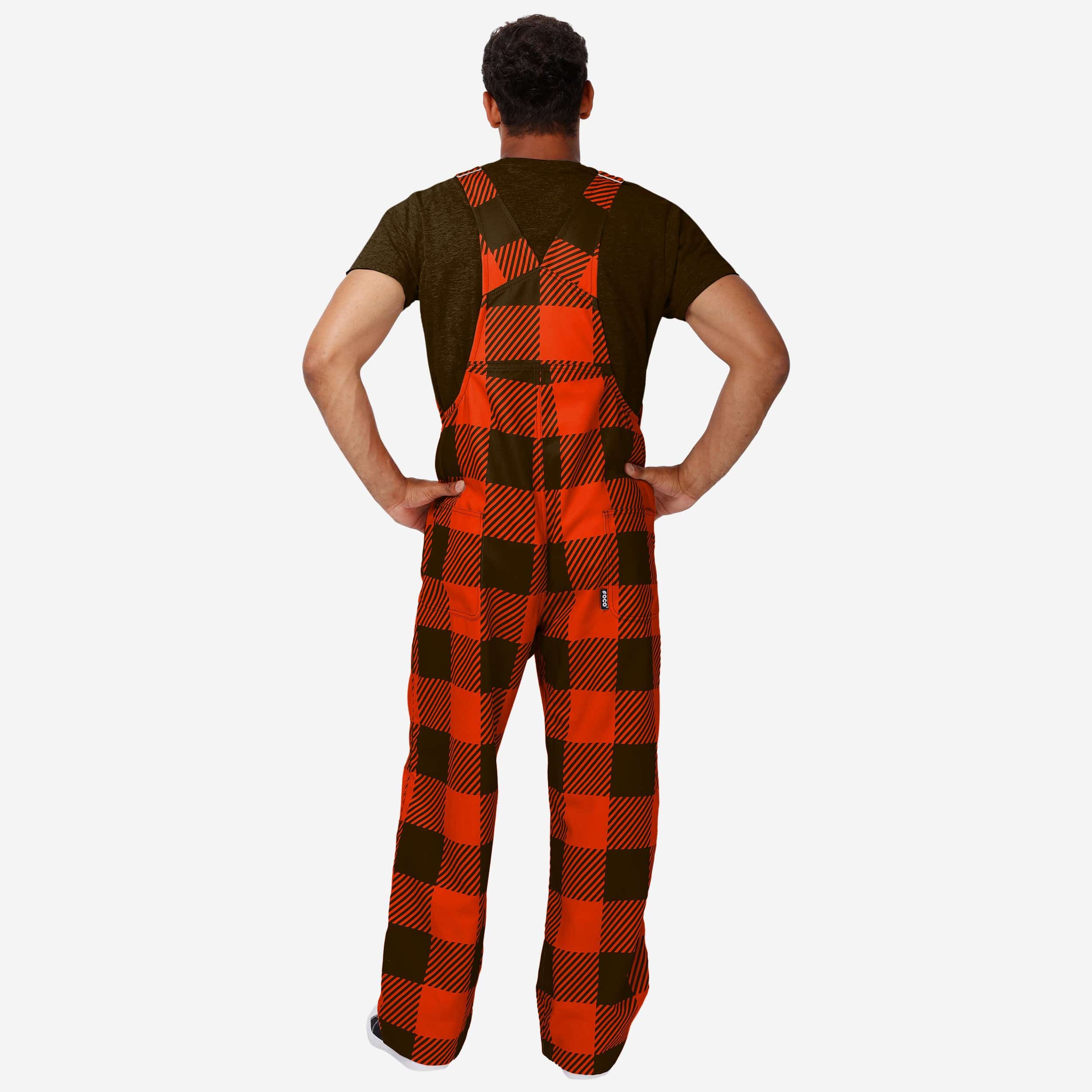 Cleveland Browns Mens Plaid Bib Overalls - Image 2