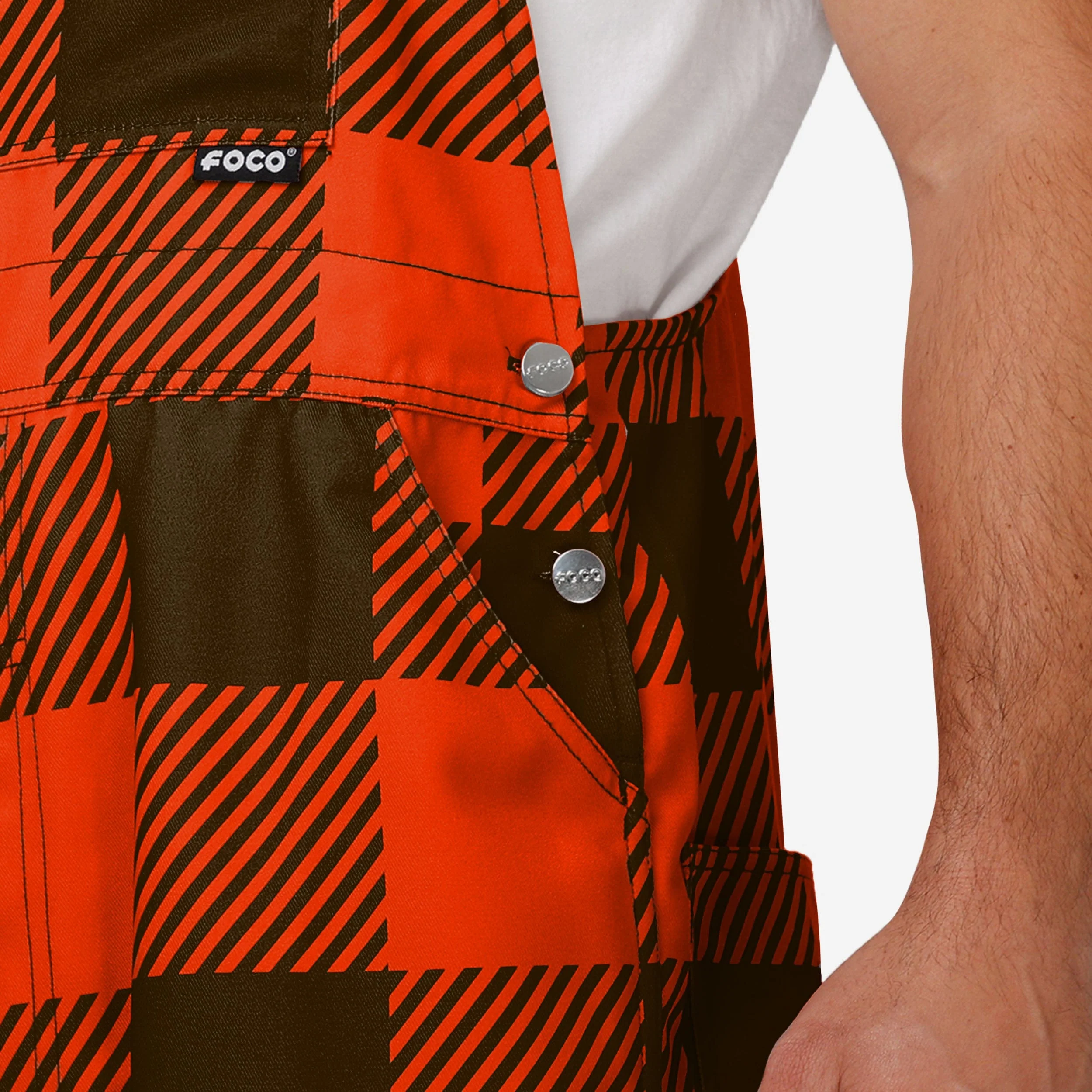 Cleveland Browns Mens Plaid Bib Overalls - Image 5